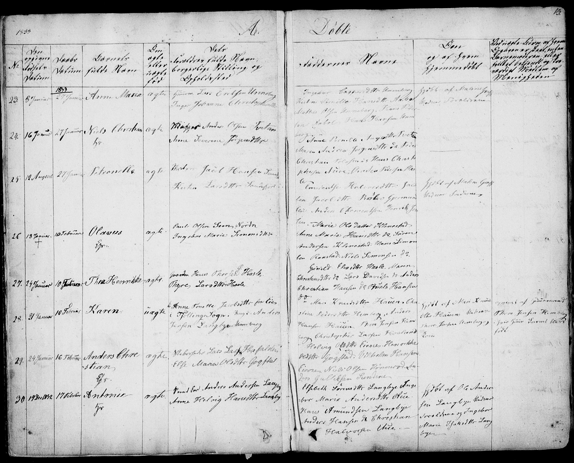 Sandar kirkebøker, SAKO/A-243/F/Fa/L0005: Parish register (official) no. 5, 1832-1847, p. 12-13