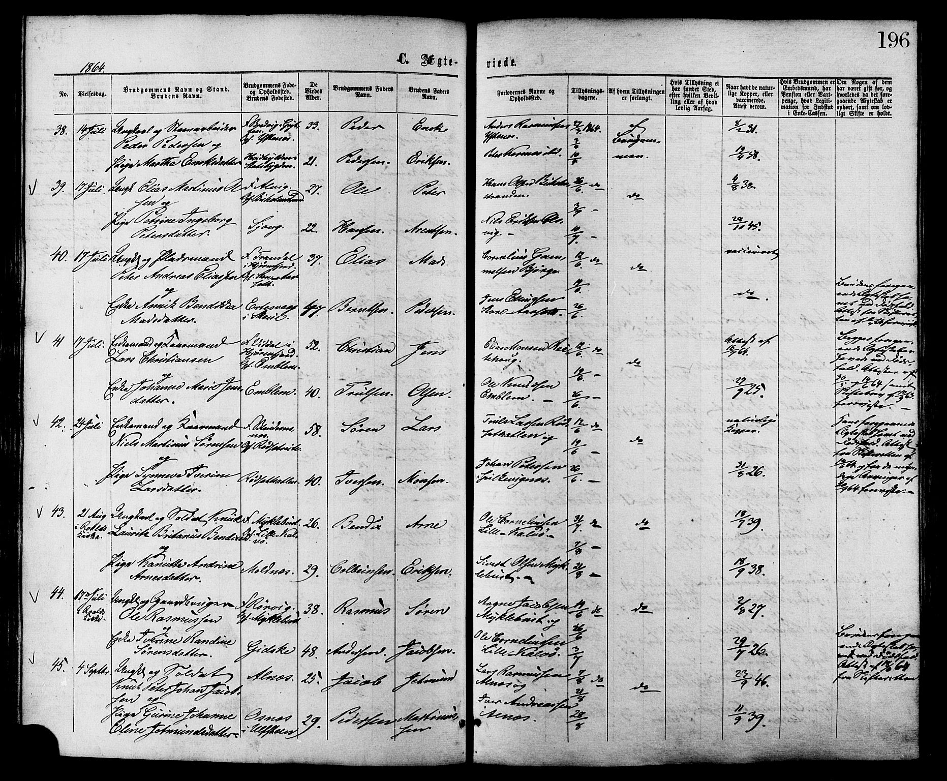 Ministerialprotokoller, klokkerbøker og fødselsregistre - Møre og Romsdal, AV/SAT-A-1454/528/L0399: Parish register (official) no. 528A10, 1864-1879, p. 196