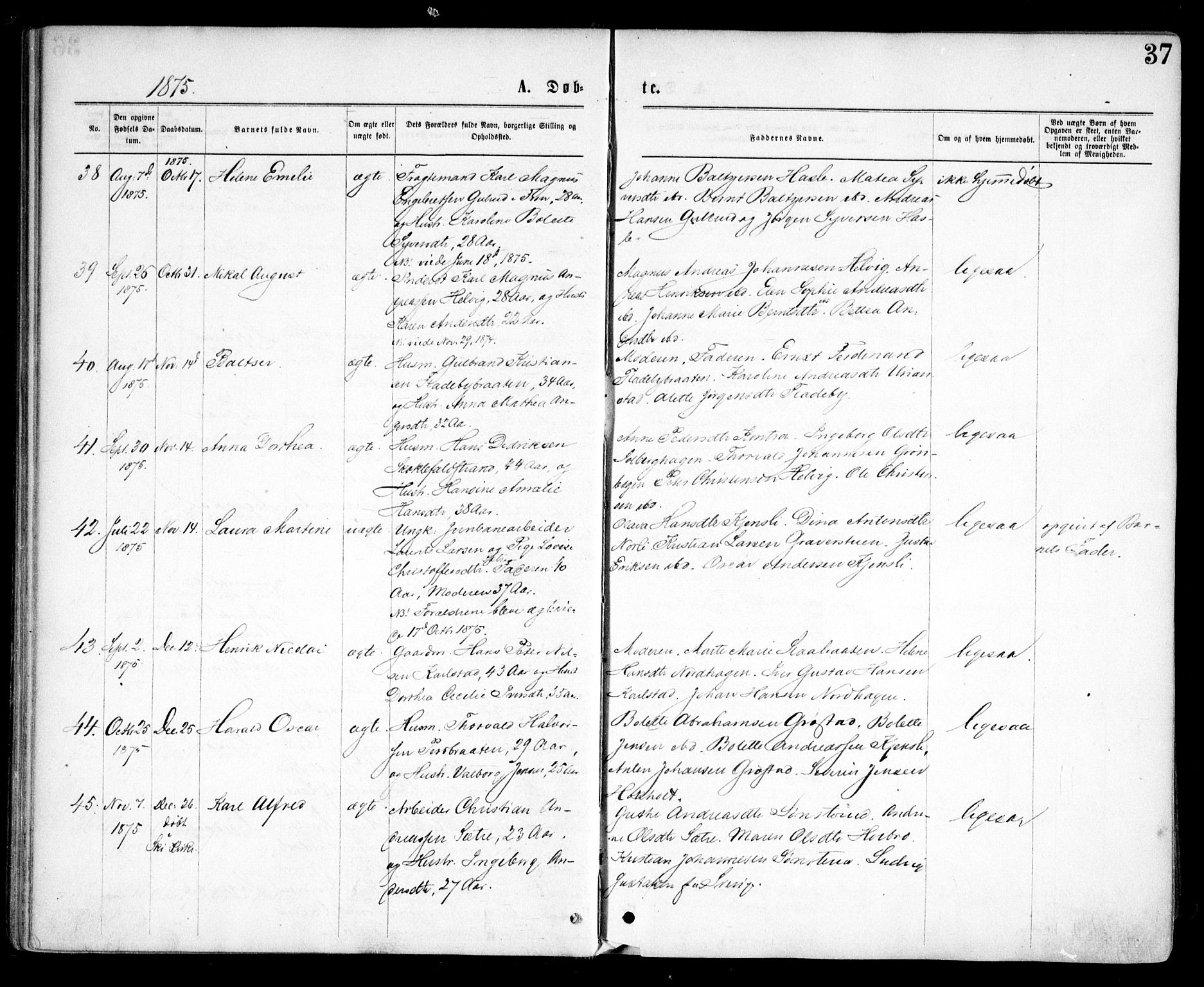 Nesodden prestekontor Kirkebøker, AV/SAO-A-10013/F/Fa/L0008: Parish register (official) no. I 8, 1869-1879, p. 37