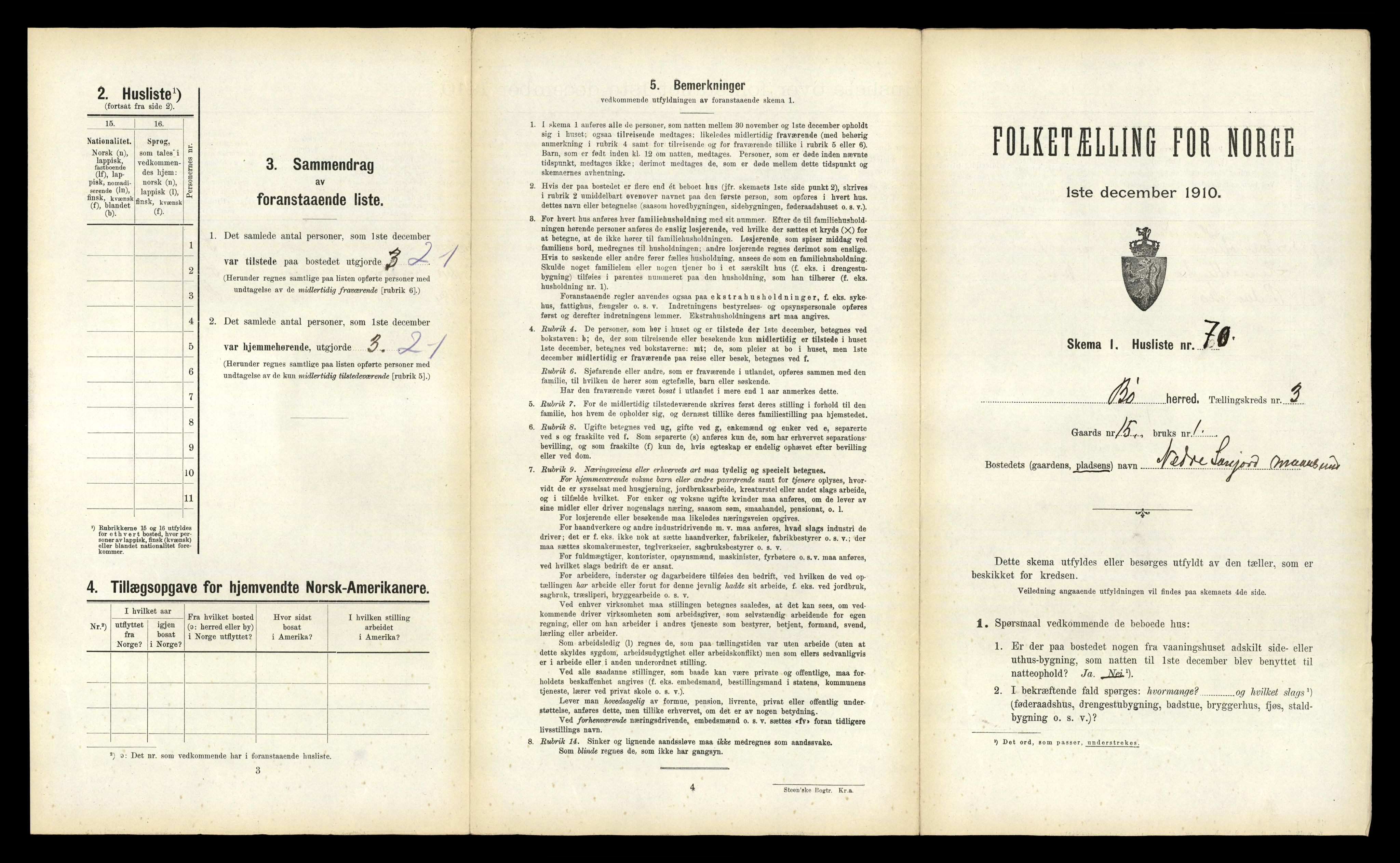 RA, 1910 census for Bø, 1910, p. 447