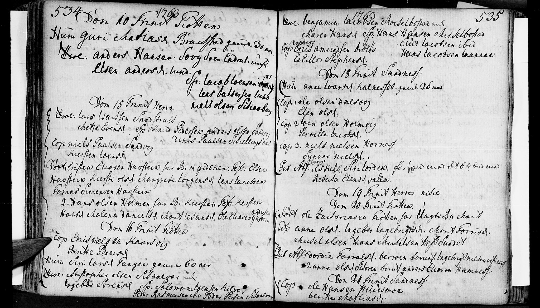 Ministerialprotokoller, klokkerbøker og fødselsregistre - Nordland, AV/SAT-A-1459/830/L0434: Parish register (official) no. 830A03, 1737-1767, p. 534-535