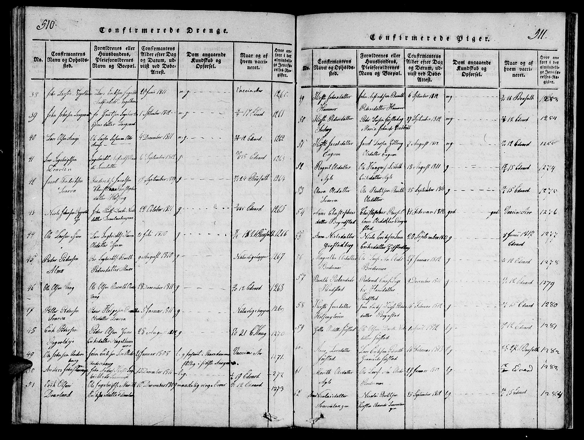 Ministerialprotokoller, klokkerbøker og fødselsregistre - Nord-Trøndelag, SAT/A-1458/749/L0479: Parish register (copy) no. 749C01, 1817-1829, p. 510-511