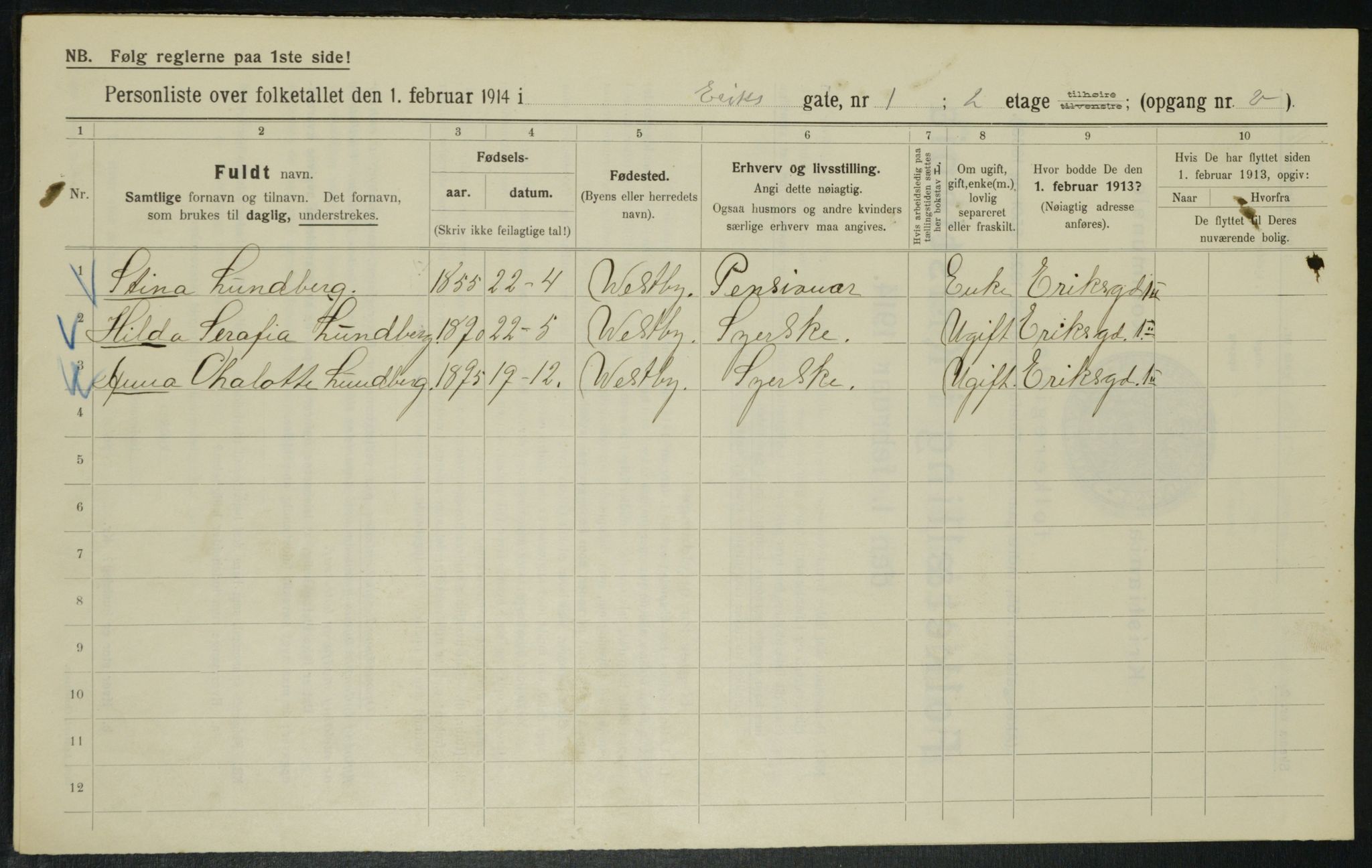 OBA, Municipal Census 1914 for Kristiania, 1914, p. 19750