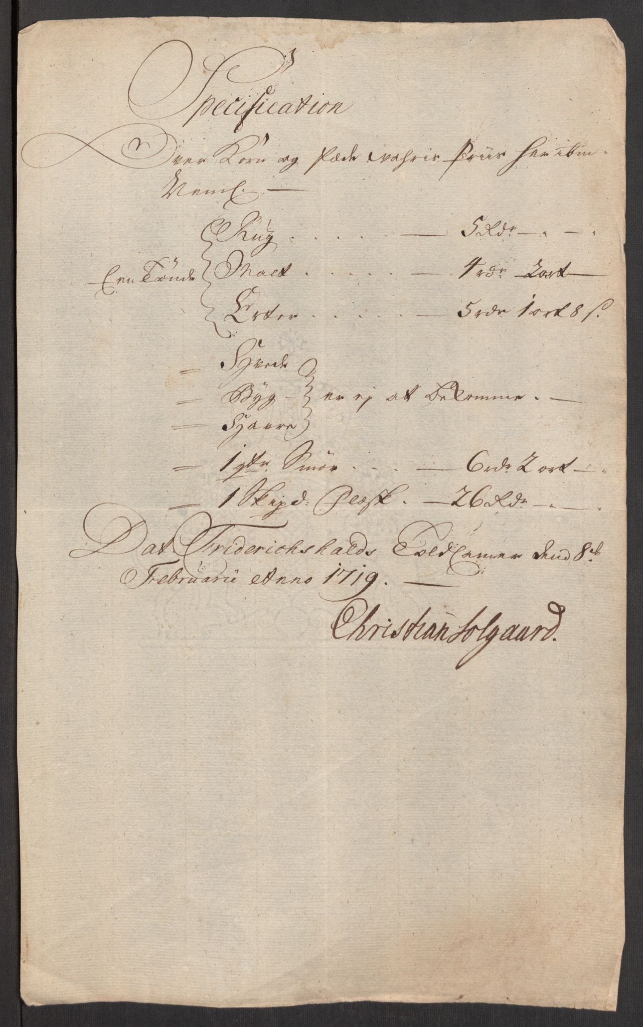 Rentekammeret inntil 1814, Realistisk ordnet avdeling, AV/RA-EA-4070/Oe/L0001: [Ø1]: Priskuranter, 1712-1739, p. 65