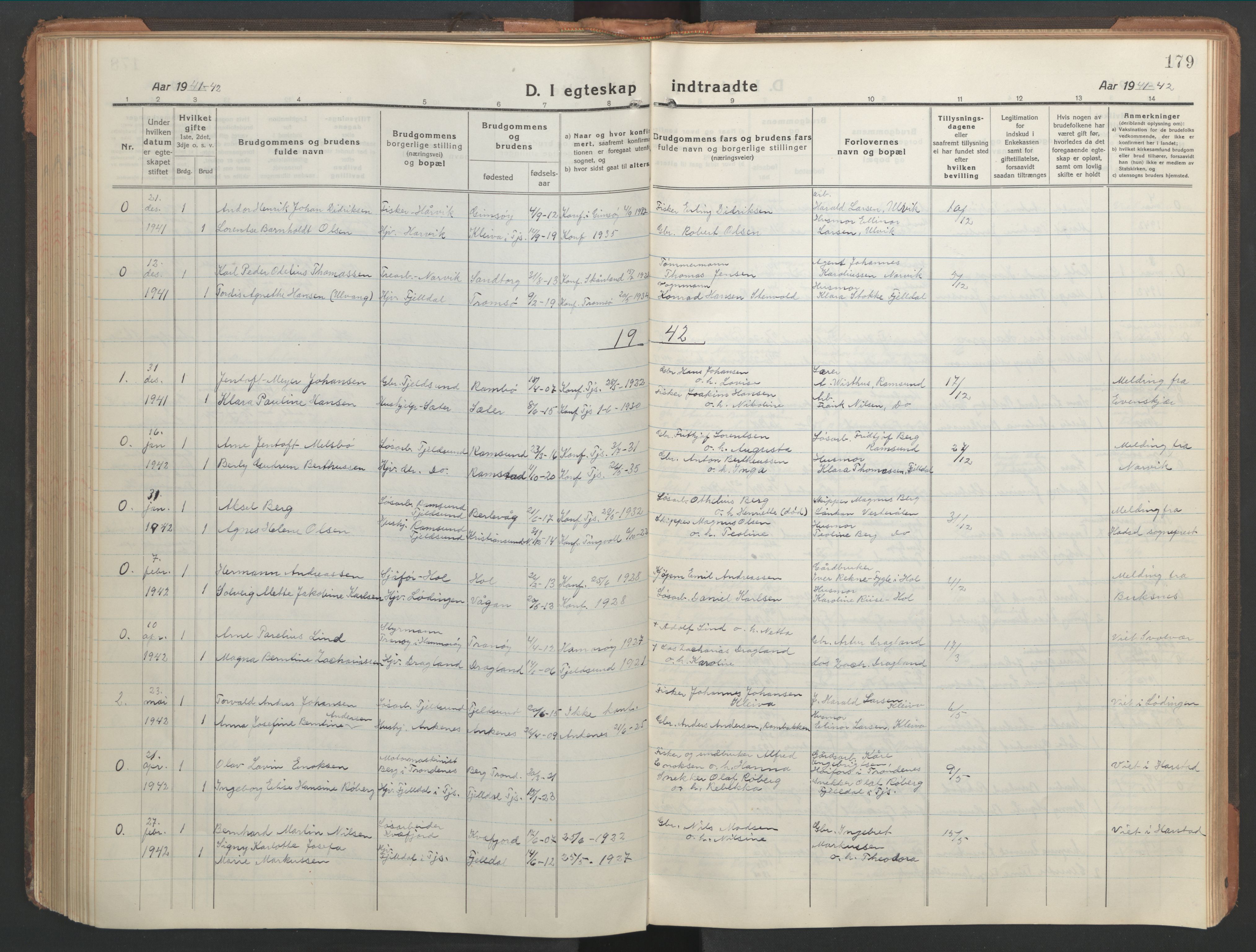 Ministerialprotokoller, klokkerbøker og fødselsregistre - Nordland, SAT/A-1459/865/L0933: Parish register (copy) no. 865C05, 1917-1947, p. 179