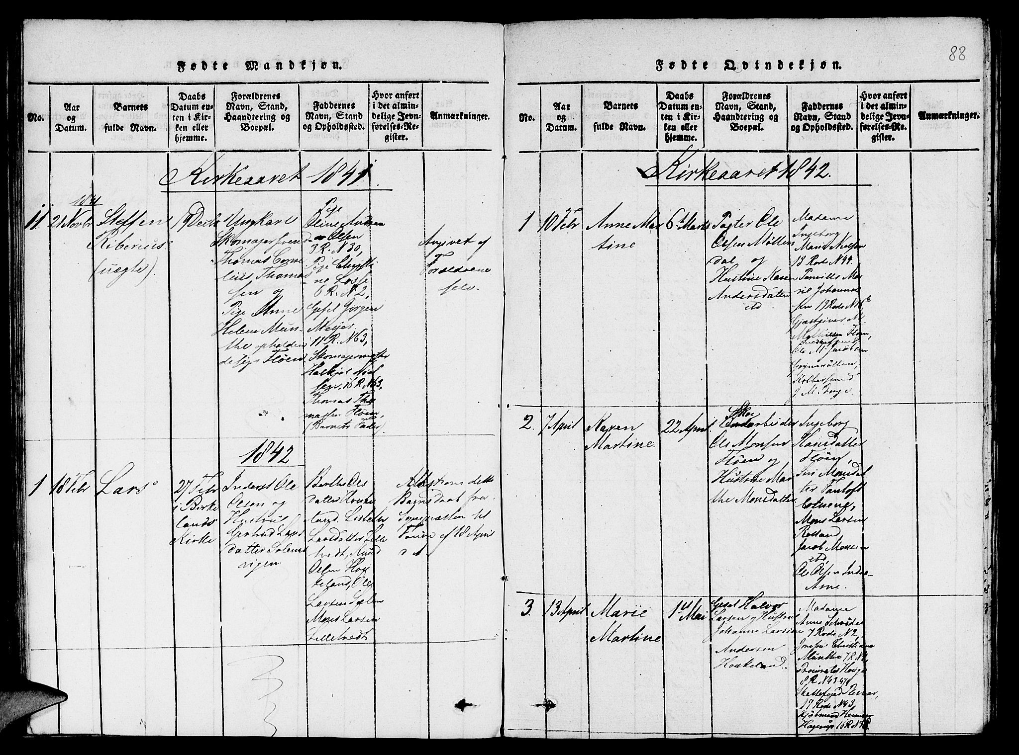 St. Jørgens hospital og Årstad sokneprestembete, SAB/A-99934: Parish register (copy) no. A 1, 1816-1843, p. 88