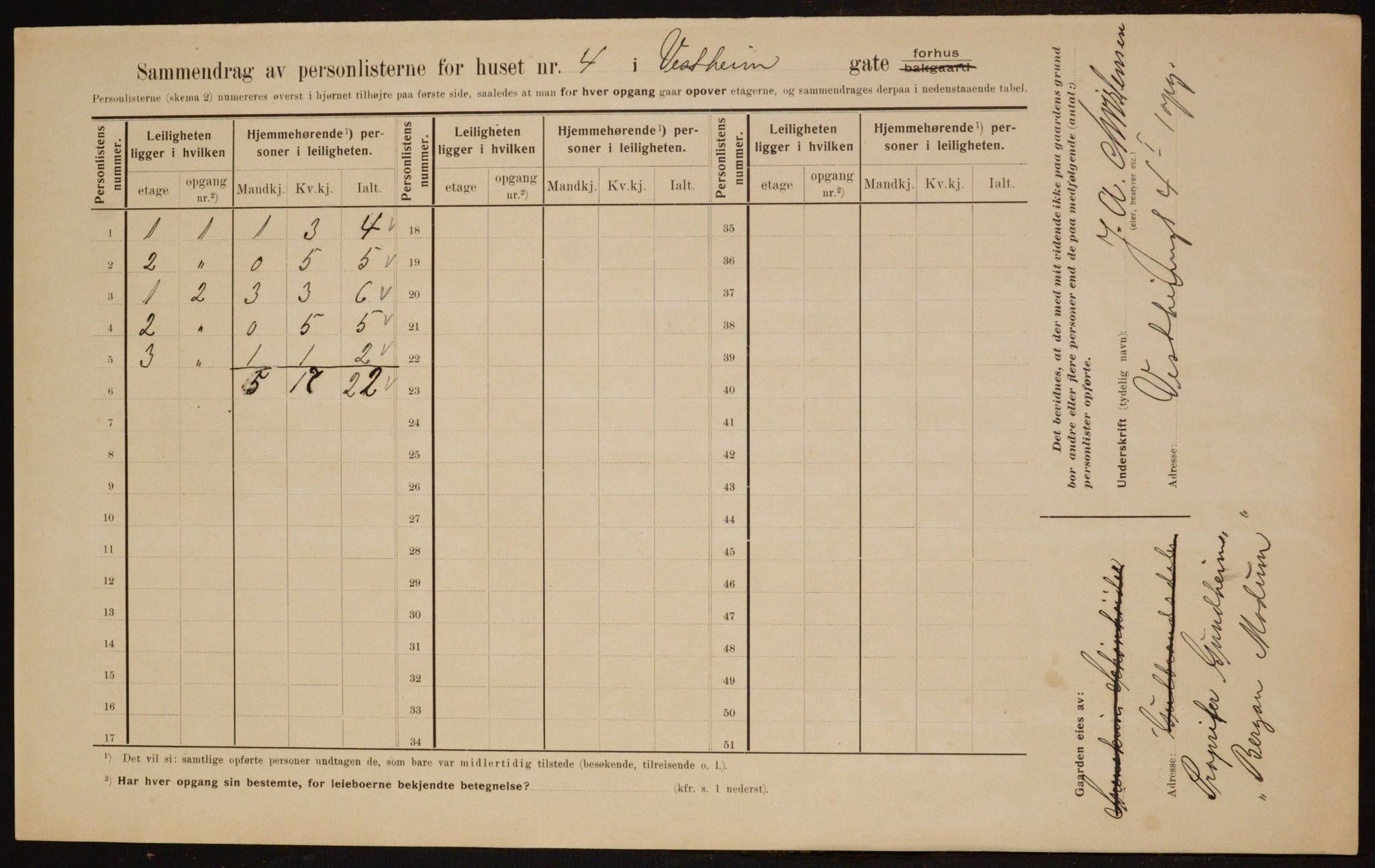 OBA, Municipal Census 1910 for Kristiania, 1910, p. 116073