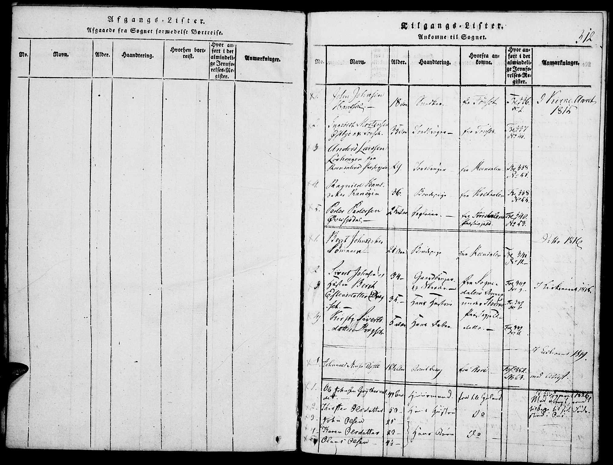 Tolga prestekontor, SAH/PREST-062/K/L0004: Parish register (official) no. 4, 1815-1836, p. 312