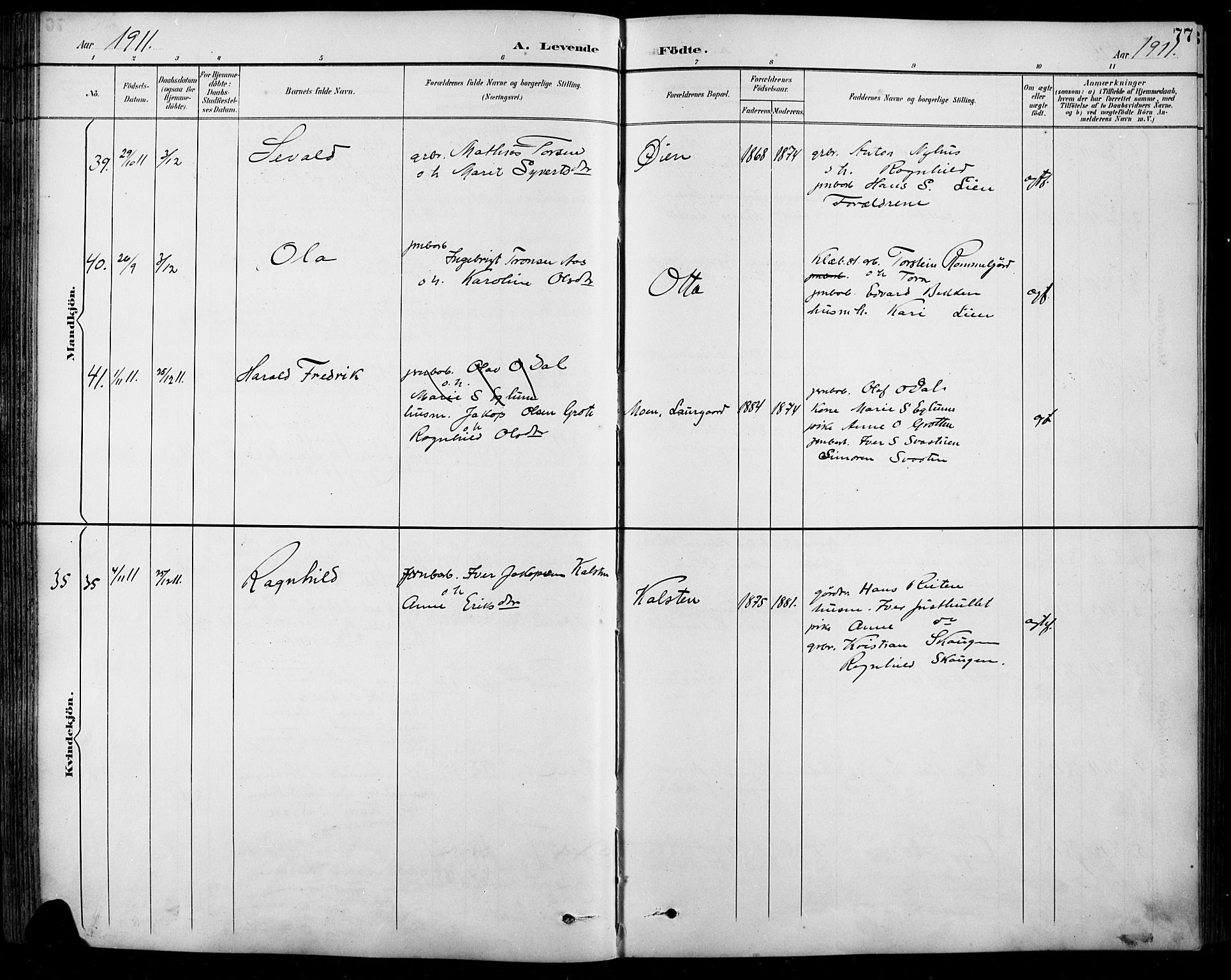 Sel prestekontor, SAH/PREST-074/H/Ha/Hab/L0001: Parish register (copy) no. 1, 1894-1923, p. 77