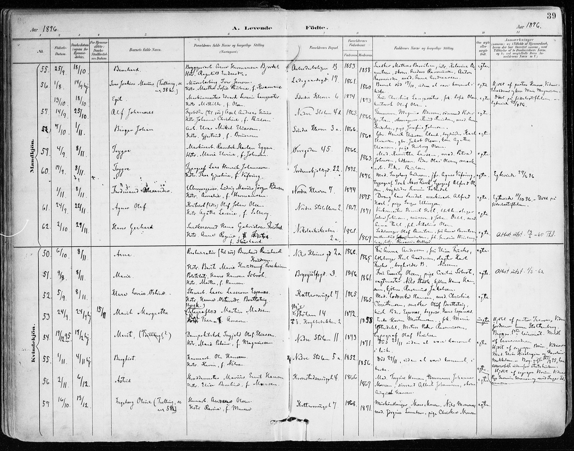 Mariakirken Sokneprestembete, SAB/A-76901/H/Haa/L0008: Parish register (official) no. A 8, 1893-1942, p. 39