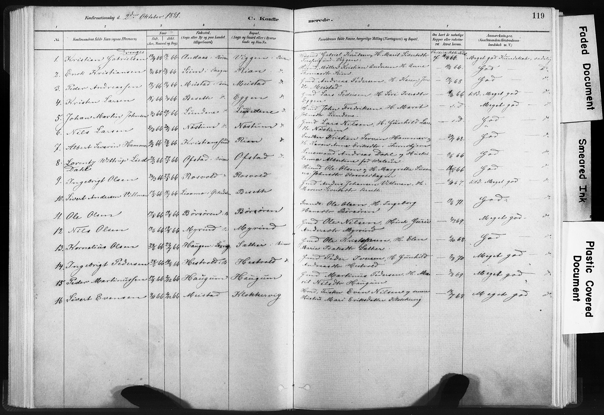 Ministerialprotokoller, klokkerbøker og fødselsregistre - Sør-Trøndelag, SAT/A-1456/665/L0773: Parish register (official) no. 665A08, 1879-1905, p. 119
