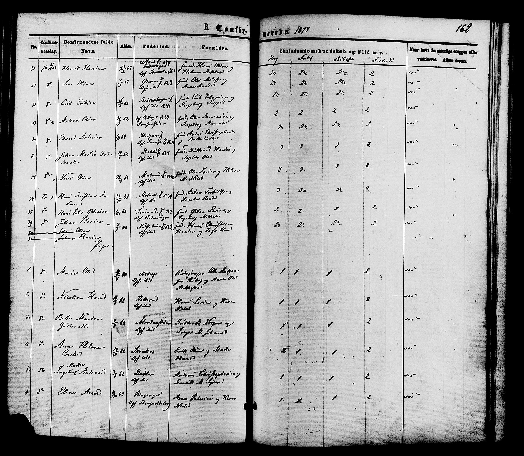 Nordre Land prestekontor, AV/SAH-PREST-124/H/Ha/Haa/L0002: Parish register (official) no. 2, 1872-1881, p. 162