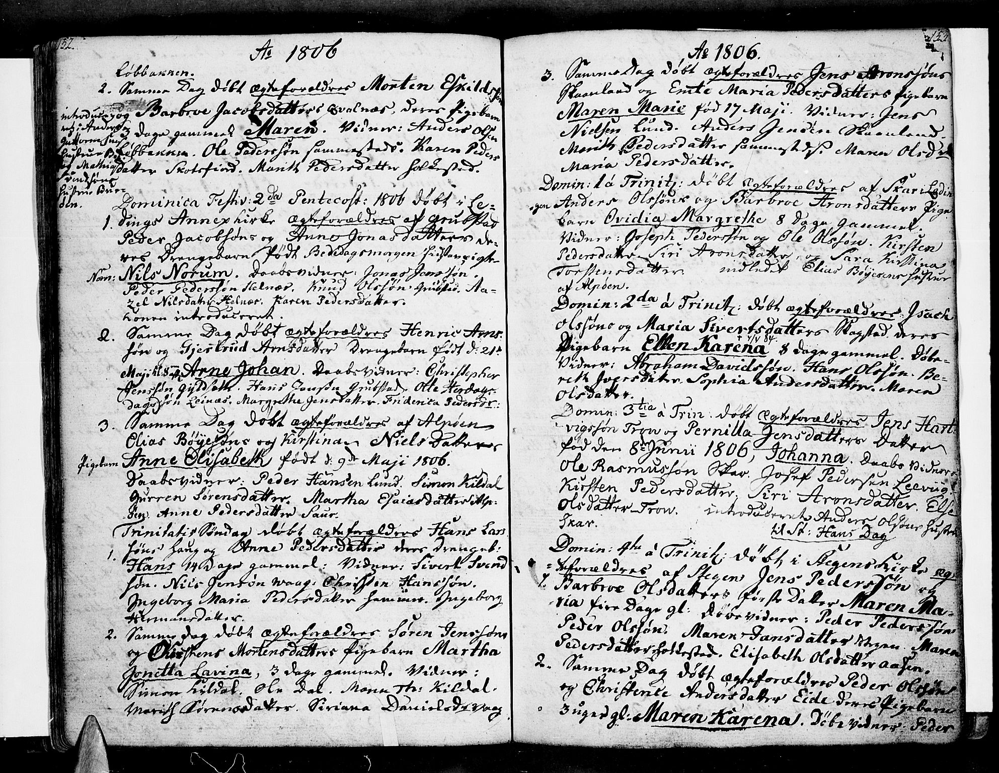 Ministerialprotokoller, klokkerbøker og fødselsregistre - Nordland, AV/SAT-A-1459/855/L0797: Parish register (official) no. 855A05, 1800-1820, p. 152-153