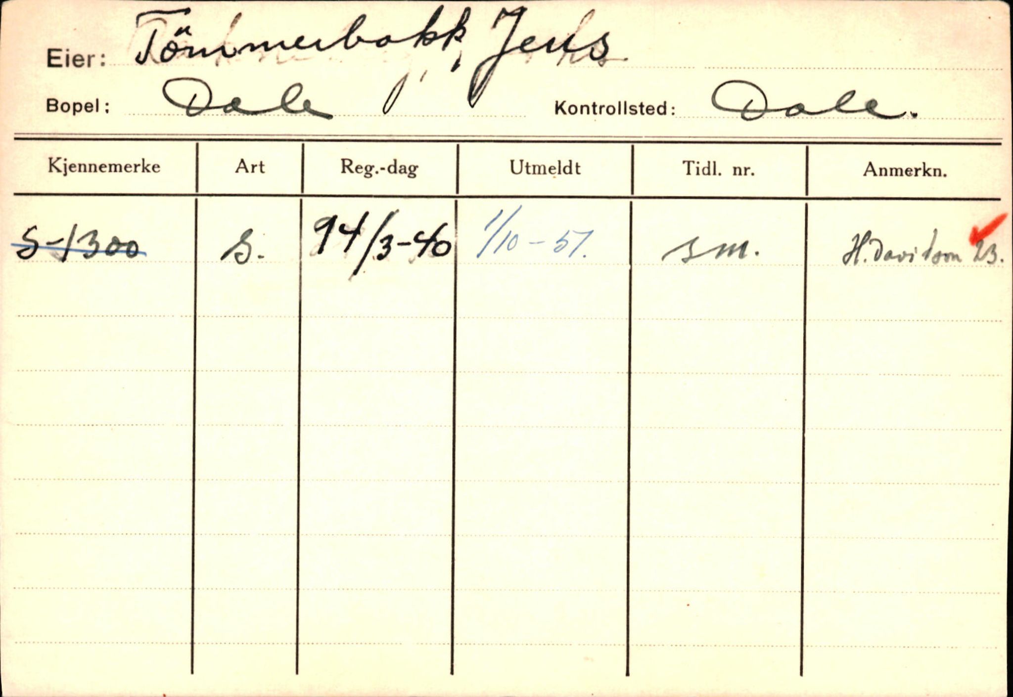 Statens vegvesen, Sogn og Fjordane vegkontor, SAB/A-5301/4/F/L0126: Eigarregister Fjaler M-Å. Leikanger A-Å, 1945-1975, p. 525