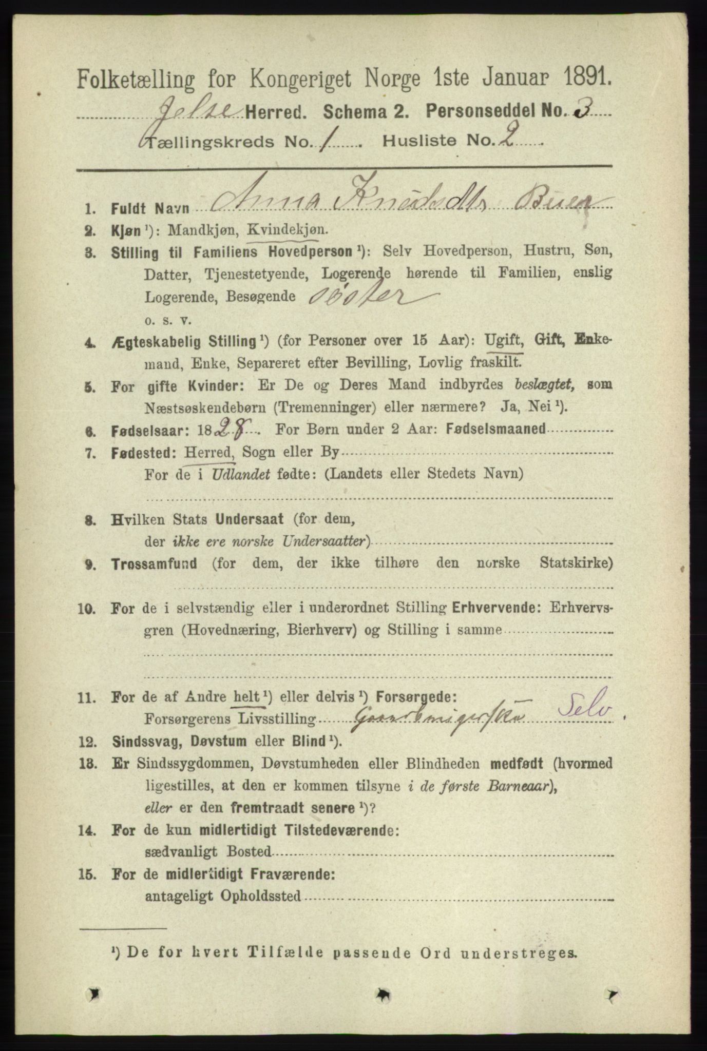 RA, 1891 census for 1138 Jelsa, 1891, p. 78