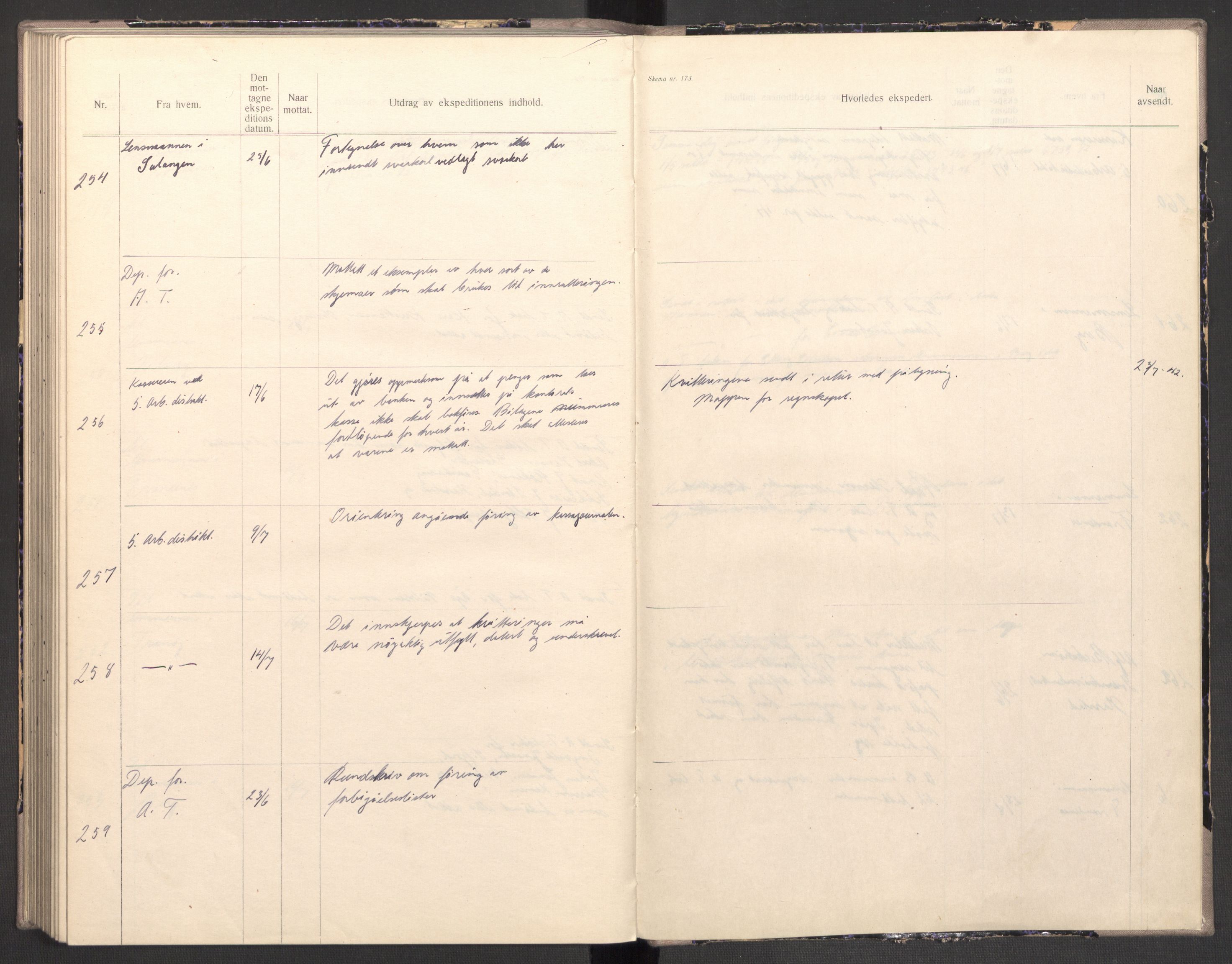 Norges arbeidstjeneste, AV/RA-S-5014/C/Ca/L0001: Journal for utskrivning Nordland og Troms, 1940-1942, p. 200