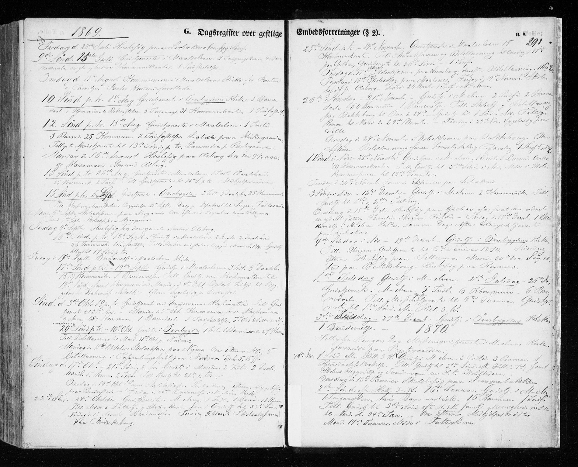 Målselv sokneprestembete, SATØ/S-1311/G/Ga/Gaa/L0004kirke: Parish register (official) no. 4, 1863-1872, p. 291