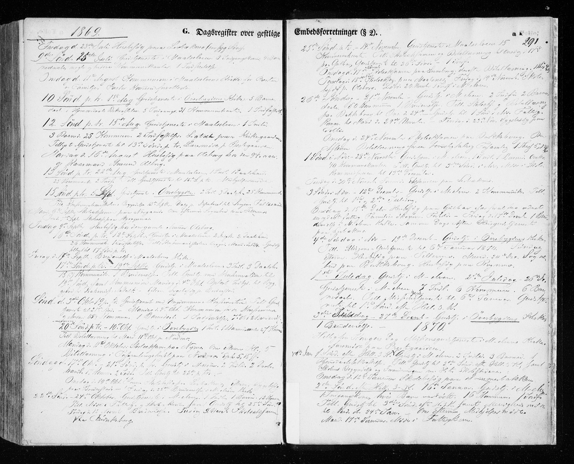 Målselv sokneprestembete, AV/SATØ-S-1311/G/Ga/Gaa/L0004kirke: Parish register (official) no. 4, 1863-1872, p. 291