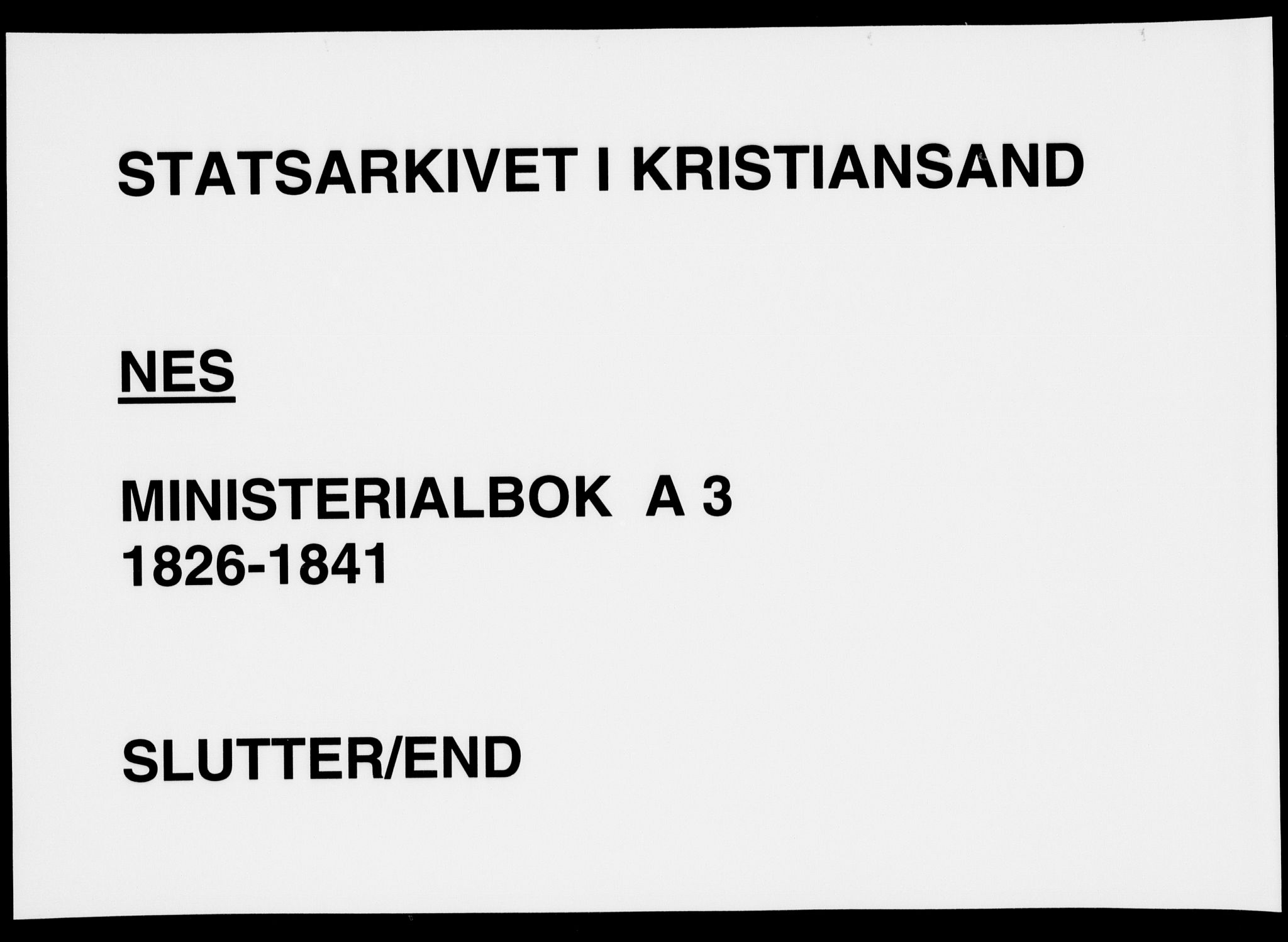 Flekkefjord sokneprestkontor, AV/SAK-1111-0012/F/Fa/Fac/L0003: Parish register (official) no. A 3, 1826-1841