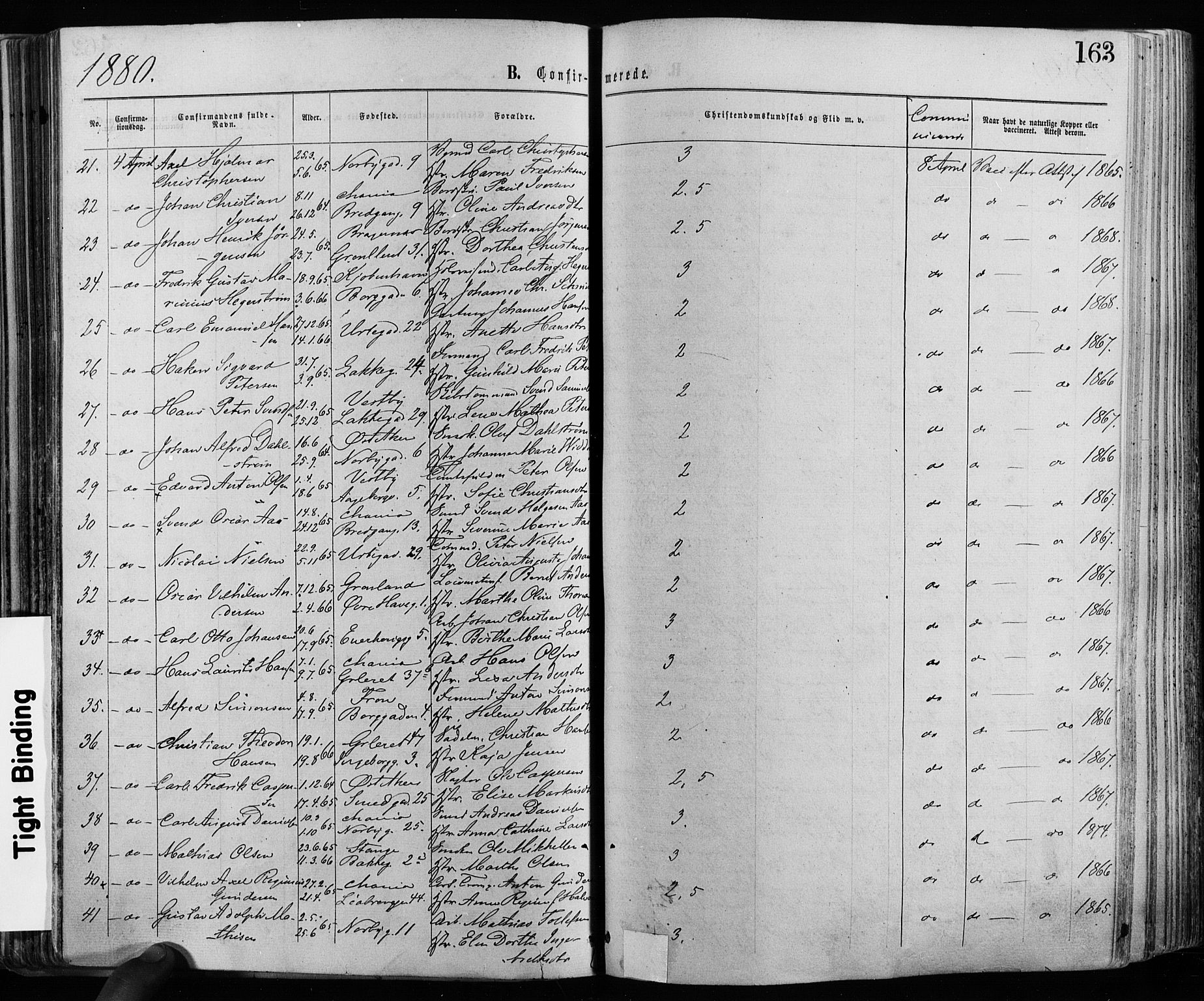 Grønland prestekontor Kirkebøker, AV/SAO-A-10848/F/Fa/L0005: Parish register (official) no. 5, 1869-1880, p. 163