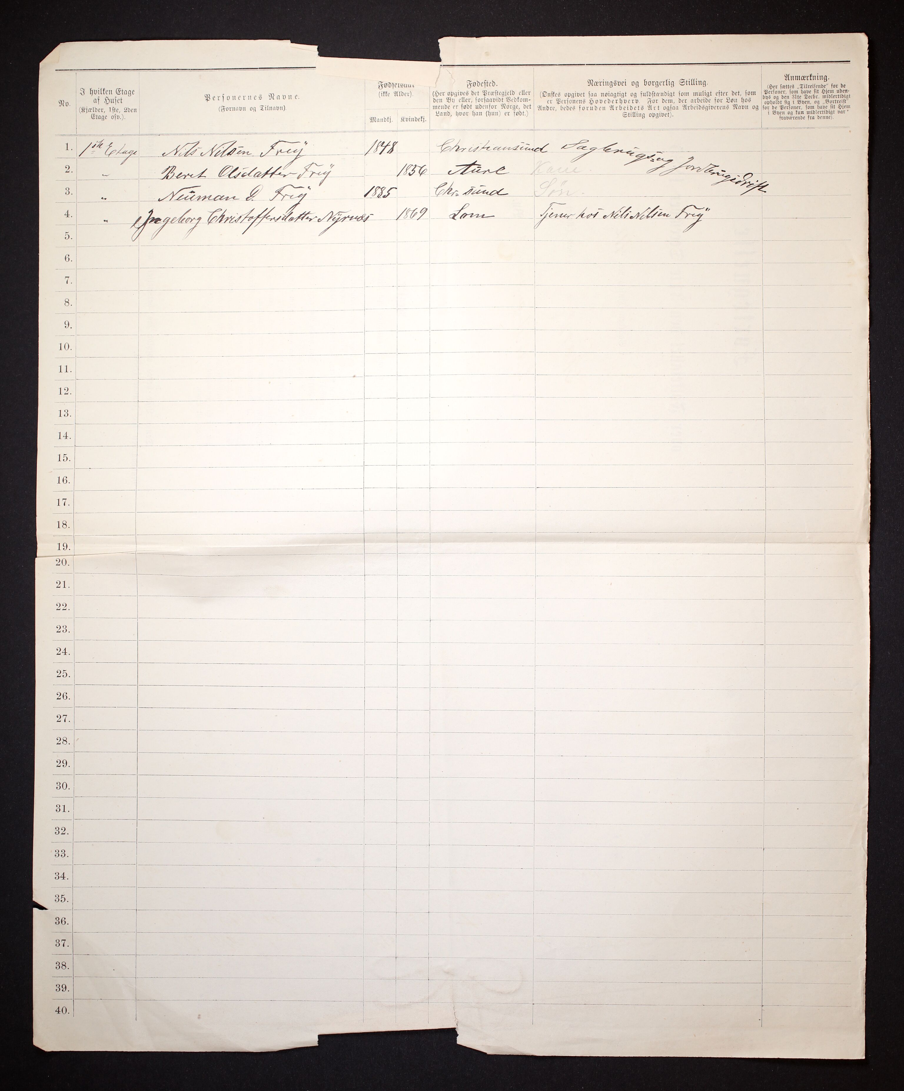 SAT, 1885 census for 1503 Kristiansund, 1885, p. 1556