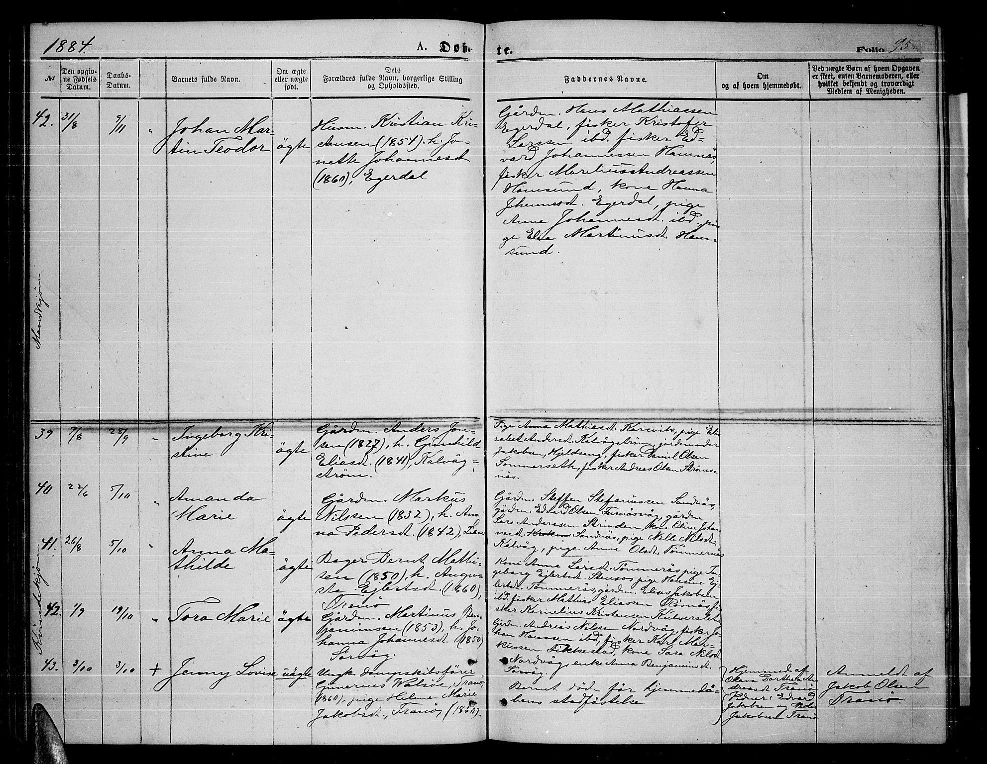 Ministerialprotokoller, klokkerbøker og fødselsregistre - Nordland, AV/SAT-A-1459/859/L0858: Parish register (copy) no. 859C04, 1873-1886, p. 95