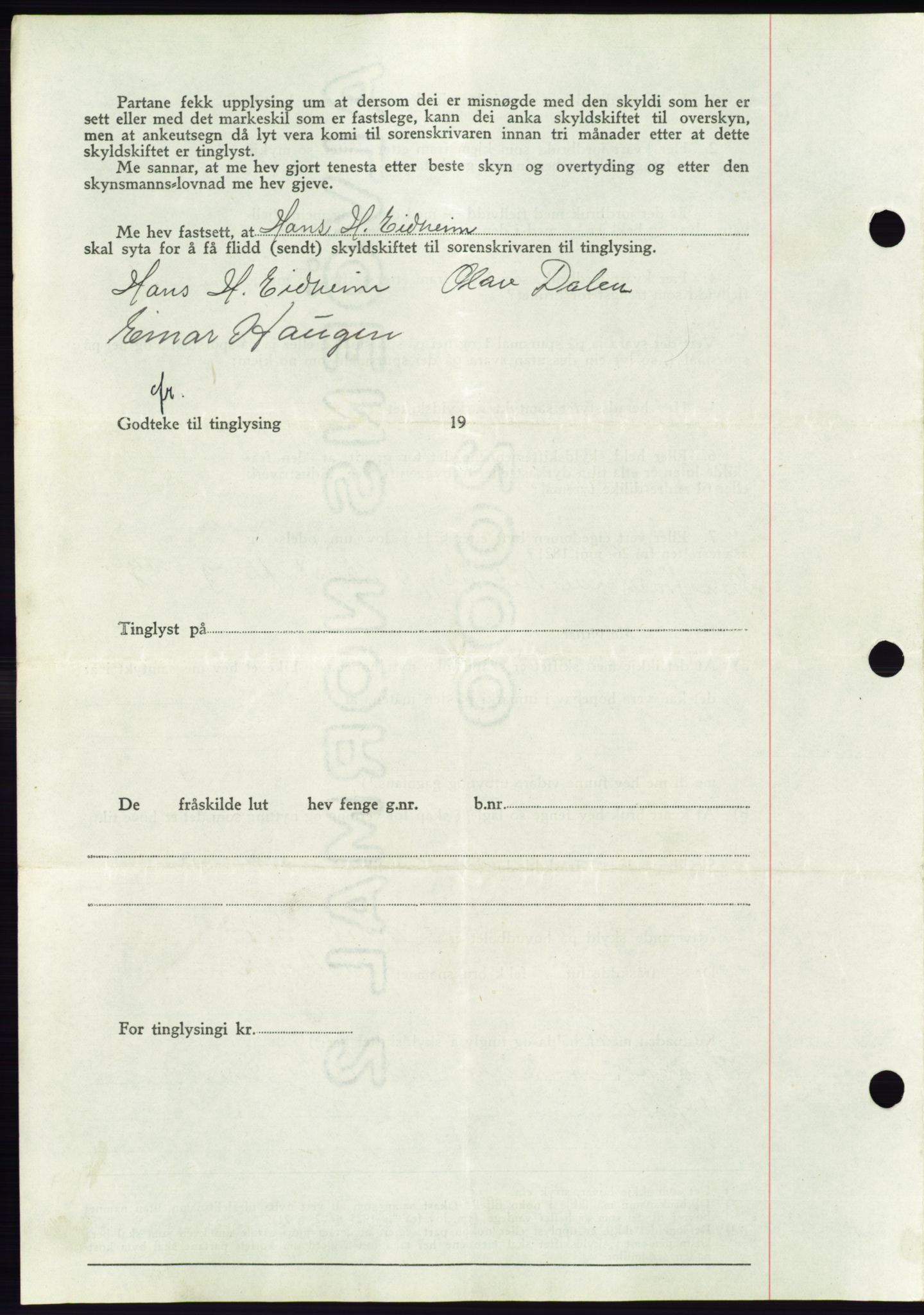 Søre Sunnmøre sorenskriveri, AV/SAT-A-4122/1/2/2C/L0067: Mortgage book no. 61, 1938-1939, Diary no: : 192/1939