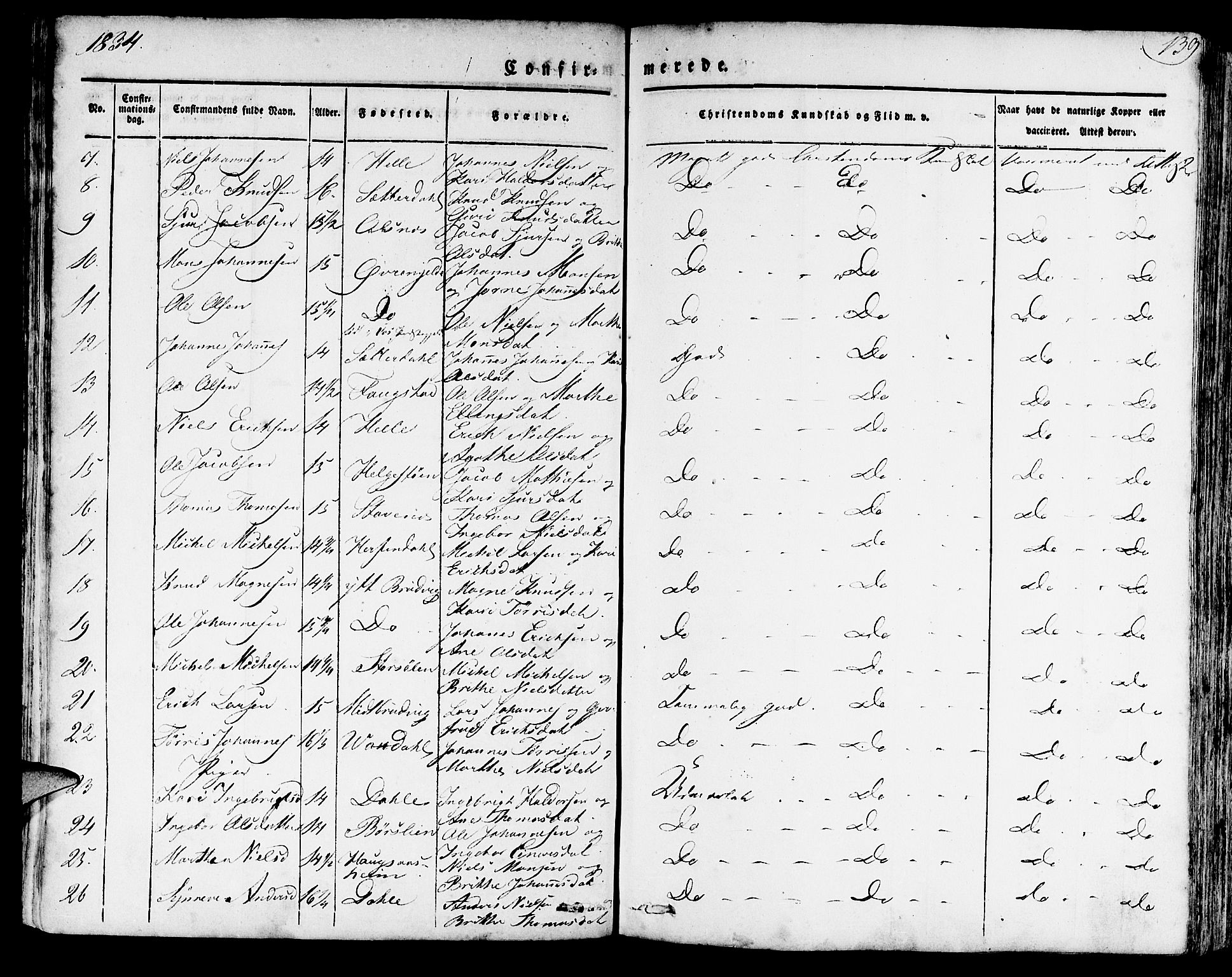 Haus sokneprestembete, AV/SAB-A-75601/H/Haa: Parish register (official) no. A 14, 1827-1838, p. 139