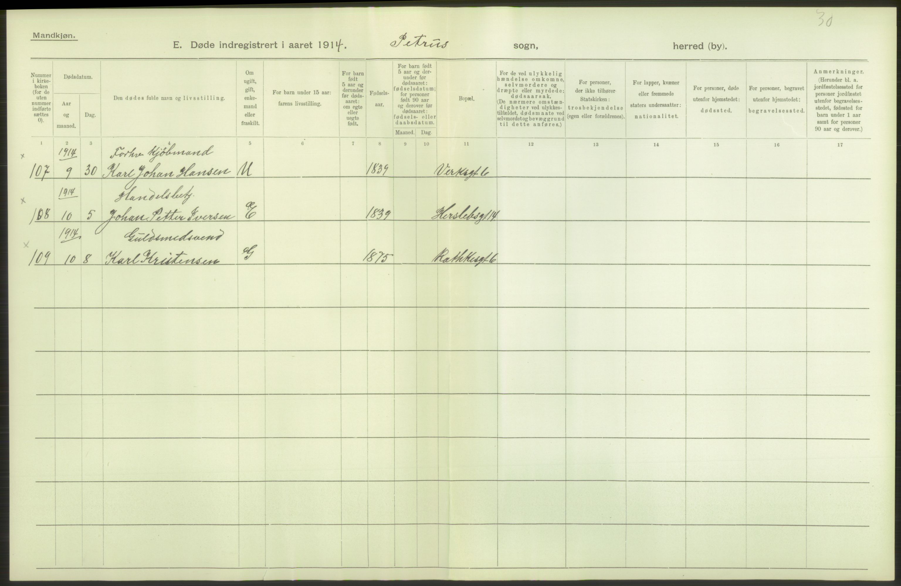 Statistisk sentralbyrå, Sosiodemografiske emner, Befolkning, AV/RA-S-2228/D/Df/Dfb/Dfbd/L0008: Kristiania: Døde, 1914, p. 324