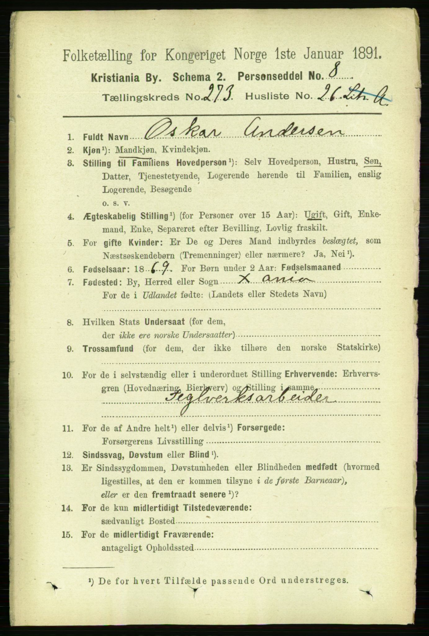 RA, 1891 census for 0301 Kristiania, 1891, p. 166274