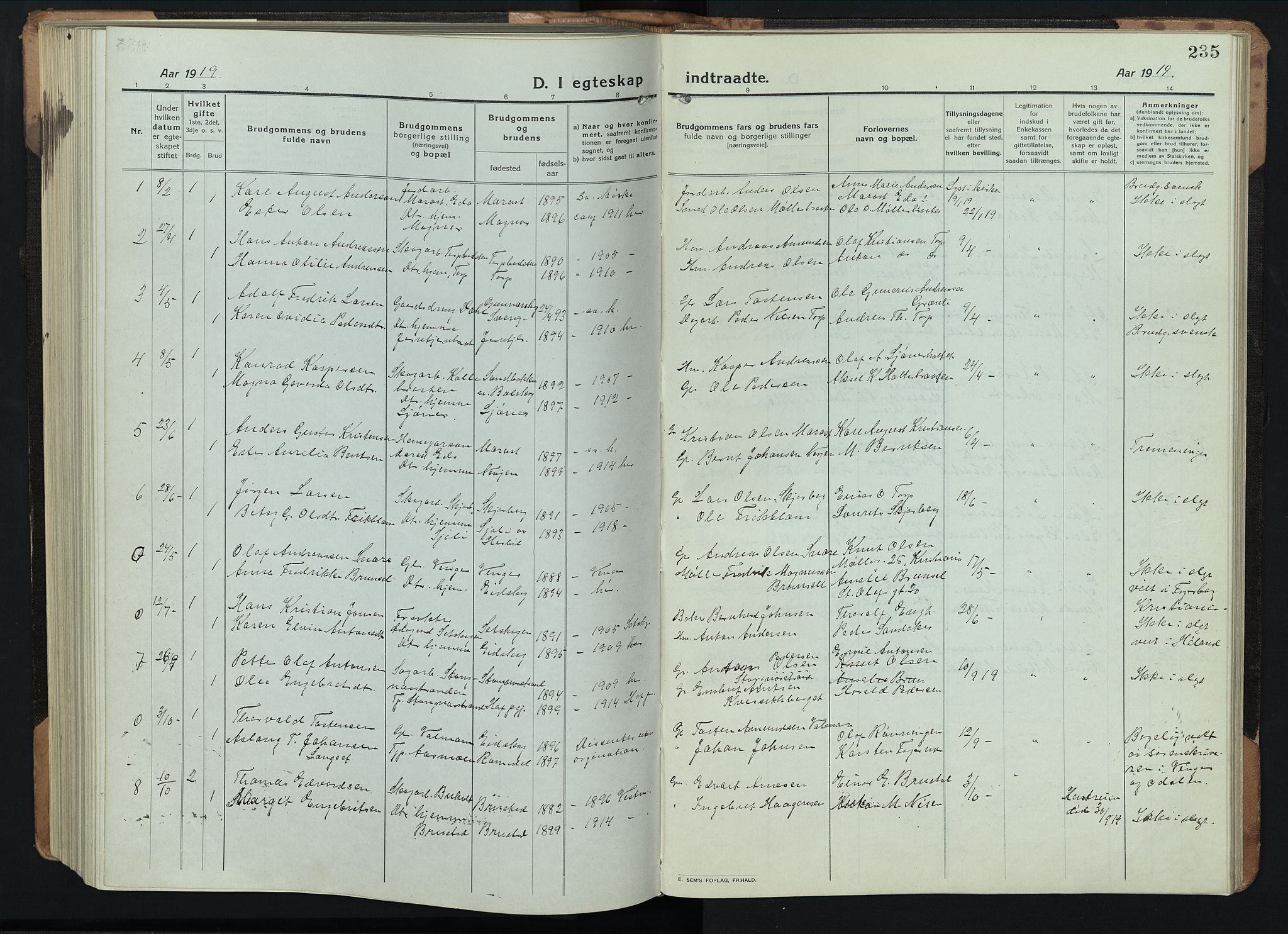 Eidskog prestekontor, SAH/PREST-026/H/Ha/Hab/L0005: Parish register (copy) no. 5, 1916-1946, p. 235