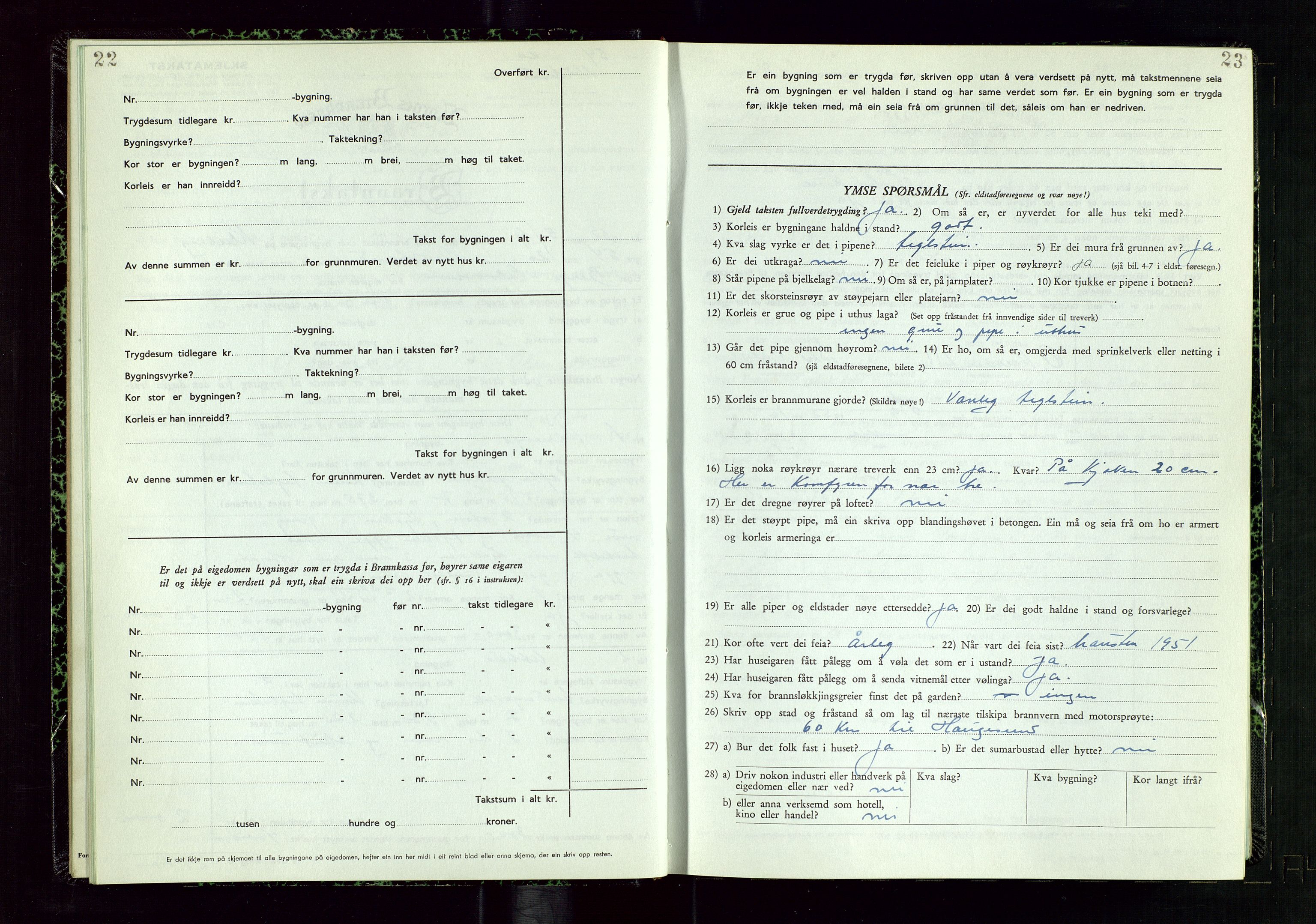 Nedstrand lensmannskontor, SAST/A-100236/Gob/L0003: "Branntakstprotokoll", 1950-1954, p. 22-23