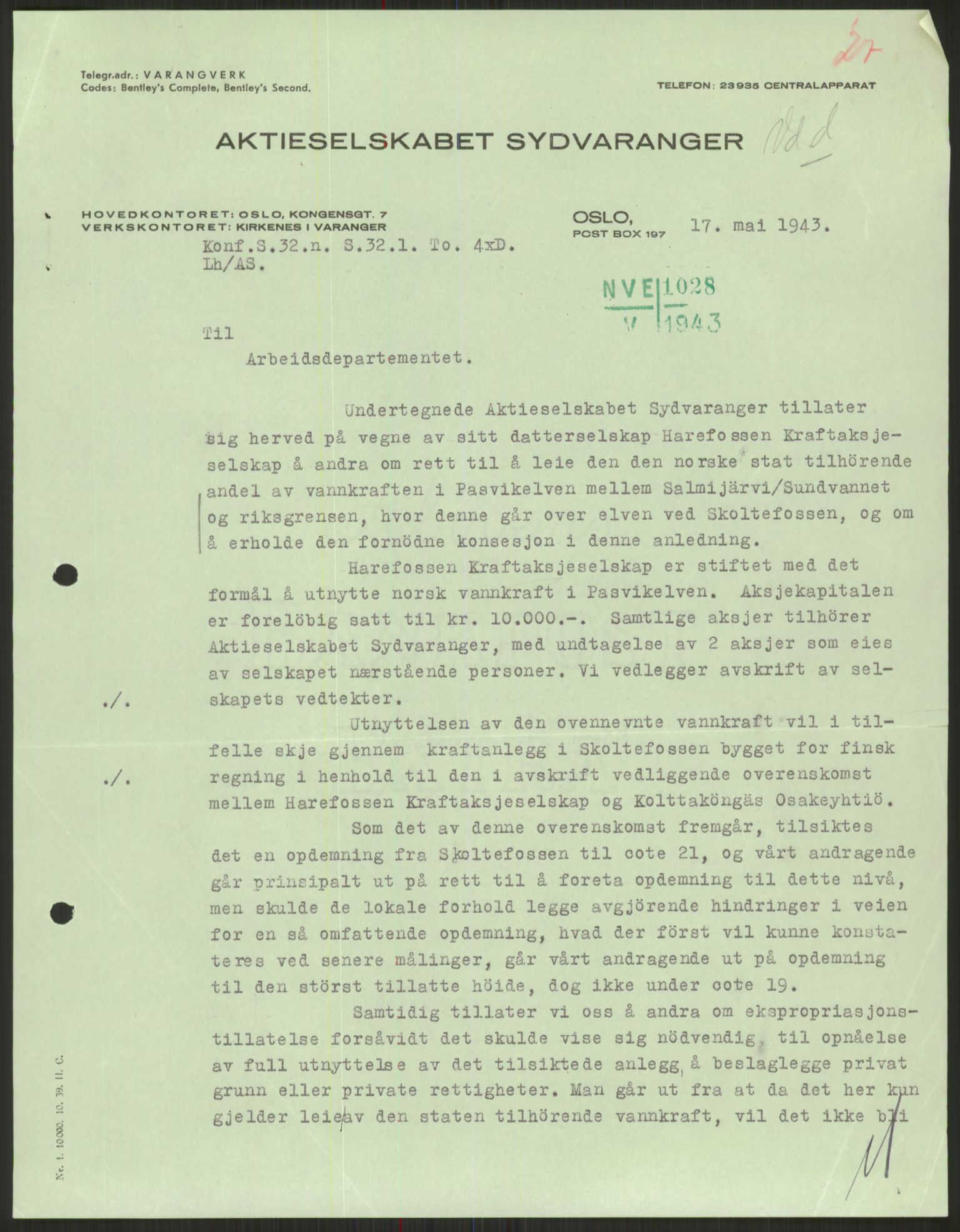 Vassdragsdirektoratet/avdelingen, AV/RA-S-6242/F/Fa/L0536: Pasvikelva, 1920-1971, p. 1141