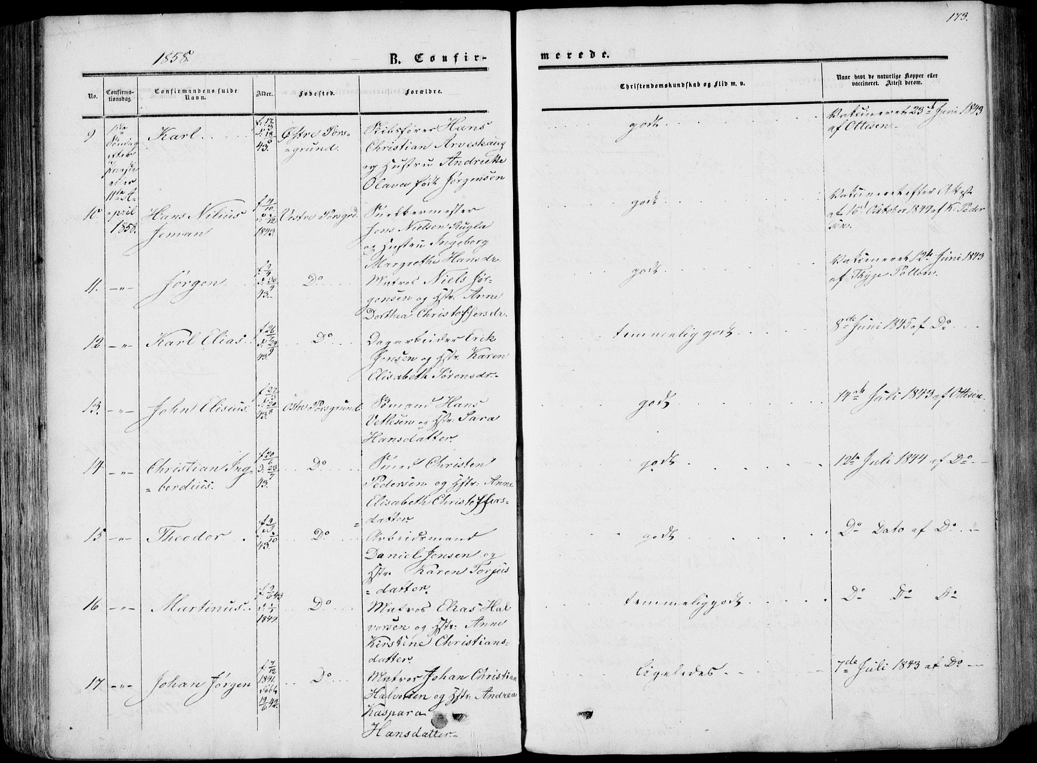 Porsgrunn kirkebøker , AV/SAKO-A-104/F/Fa/L0007: Parish register (official) no. 7, 1858-1877, p. 173