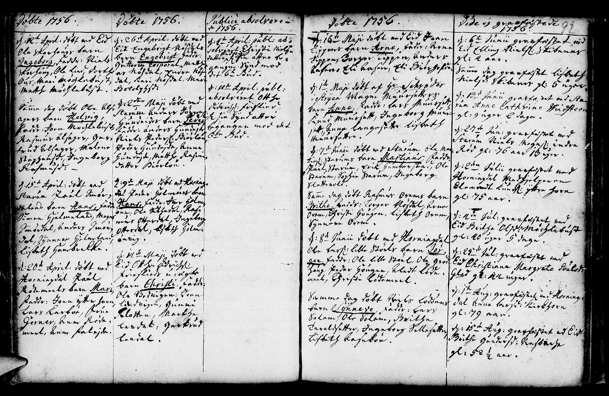 Eid sokneprestembete, AV/SAB-A-82301/H/Haa/Haaa/L0002: Parish register (official) no. A 2, 1741-1769, p. 92