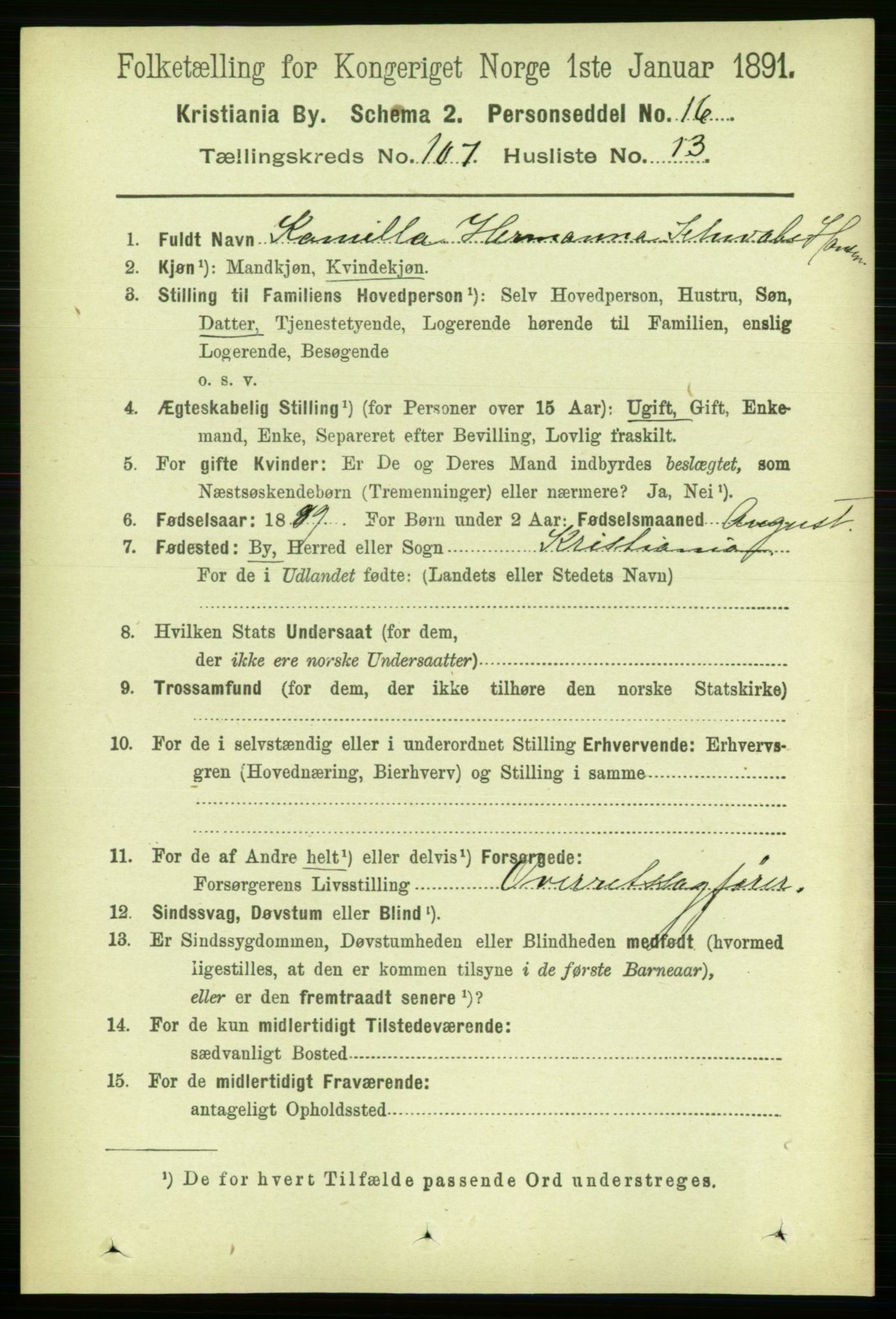 RA, 1891 census for 0301 Kristiania, 1891, p. 54925