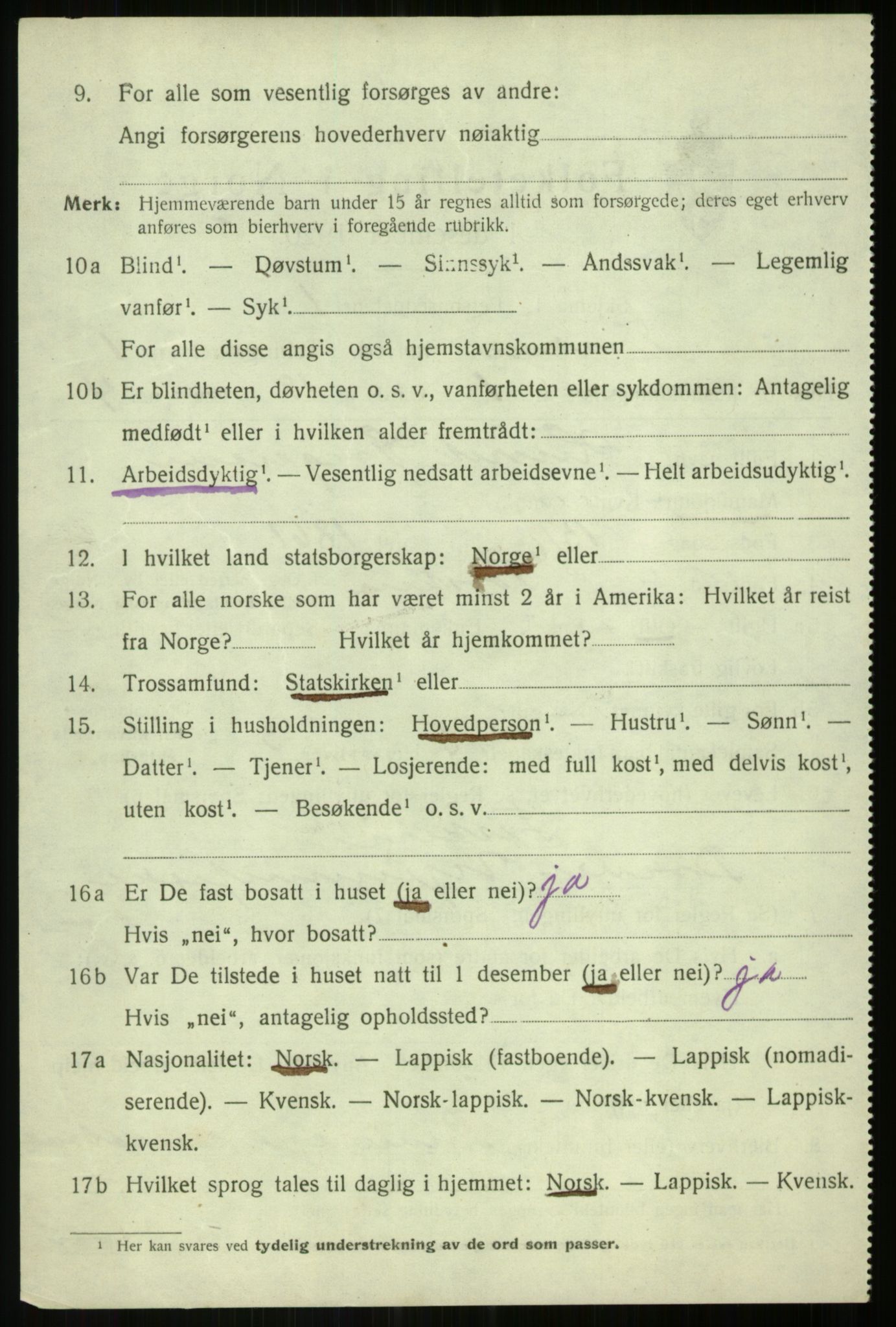 SATØ, 1920 census for Torsken, 1920, p. 549