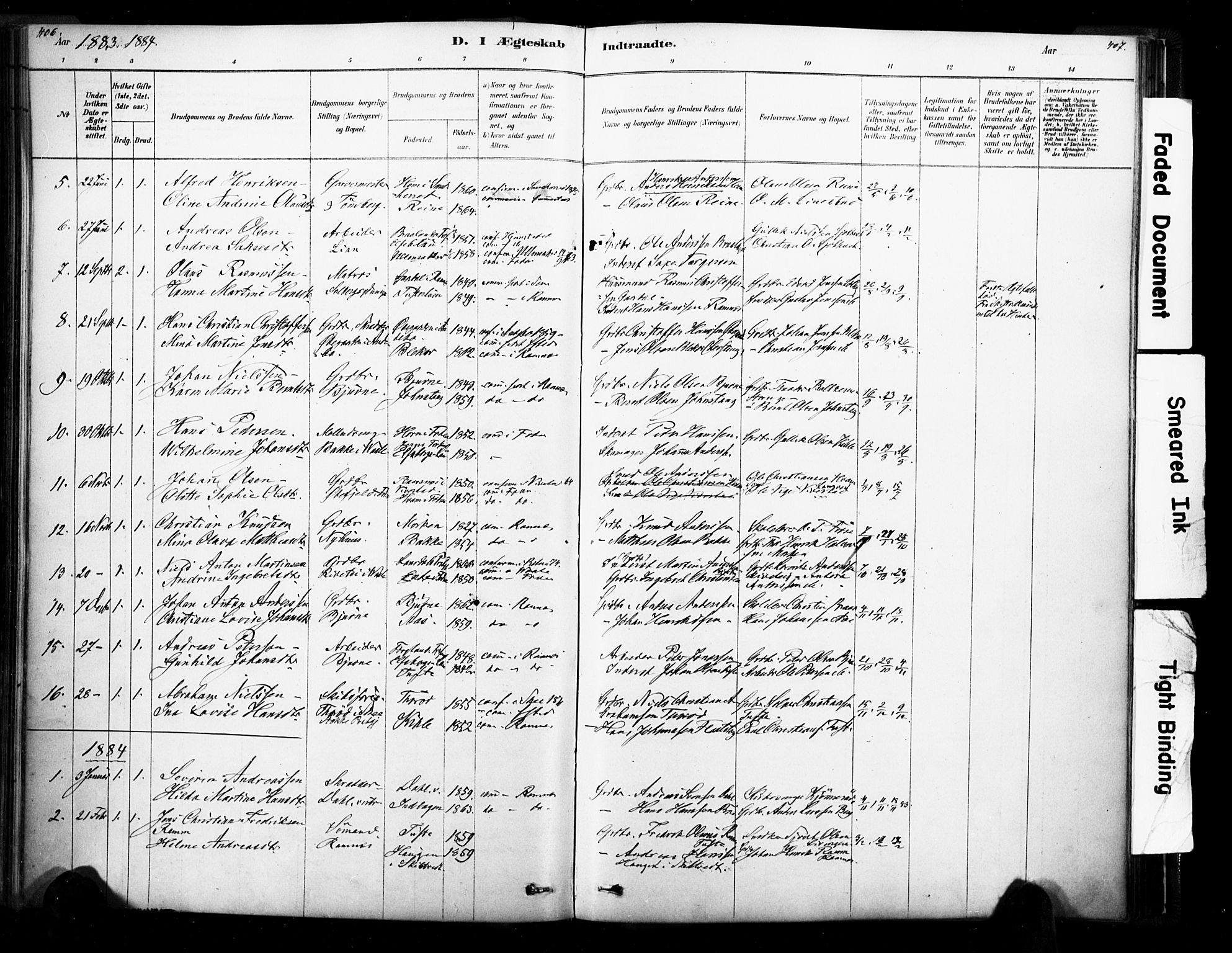 Ramnes kirkebøker, AV/SAKO-A-314/F/Fa/L0007: Parish register (official) no. I 7, 1878-1895, p. 406-407