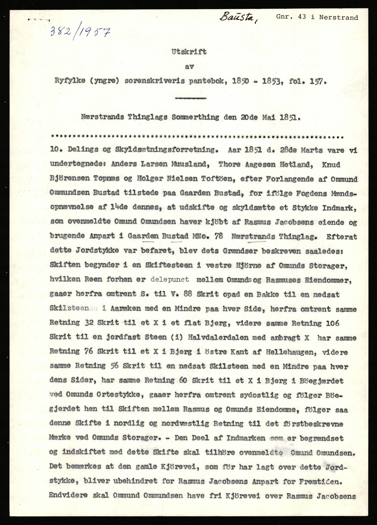 Statsarkivet i Stavanger, AV/SAST-A-101971/03/Y/Yj/L0006: Avskrifter sortert etter gårdsnavn: Bakke - Baustad, 1750-1930, p. 629