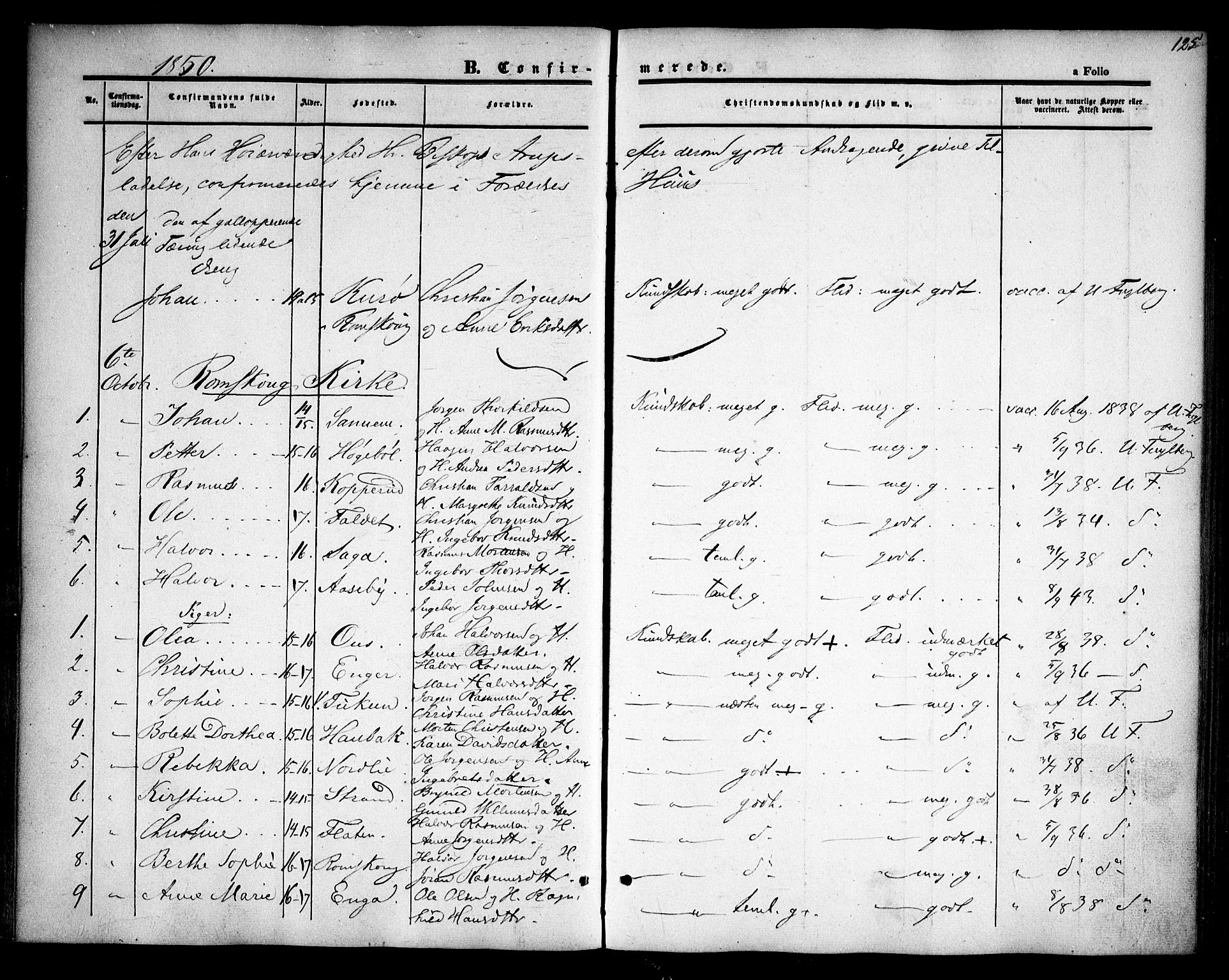 Rødenes prestekontor Kirkebøker, AV/SAO-A-2005/F/Fa/L0006: Parish register (official) no. I 6, 1850-1859, p. 125