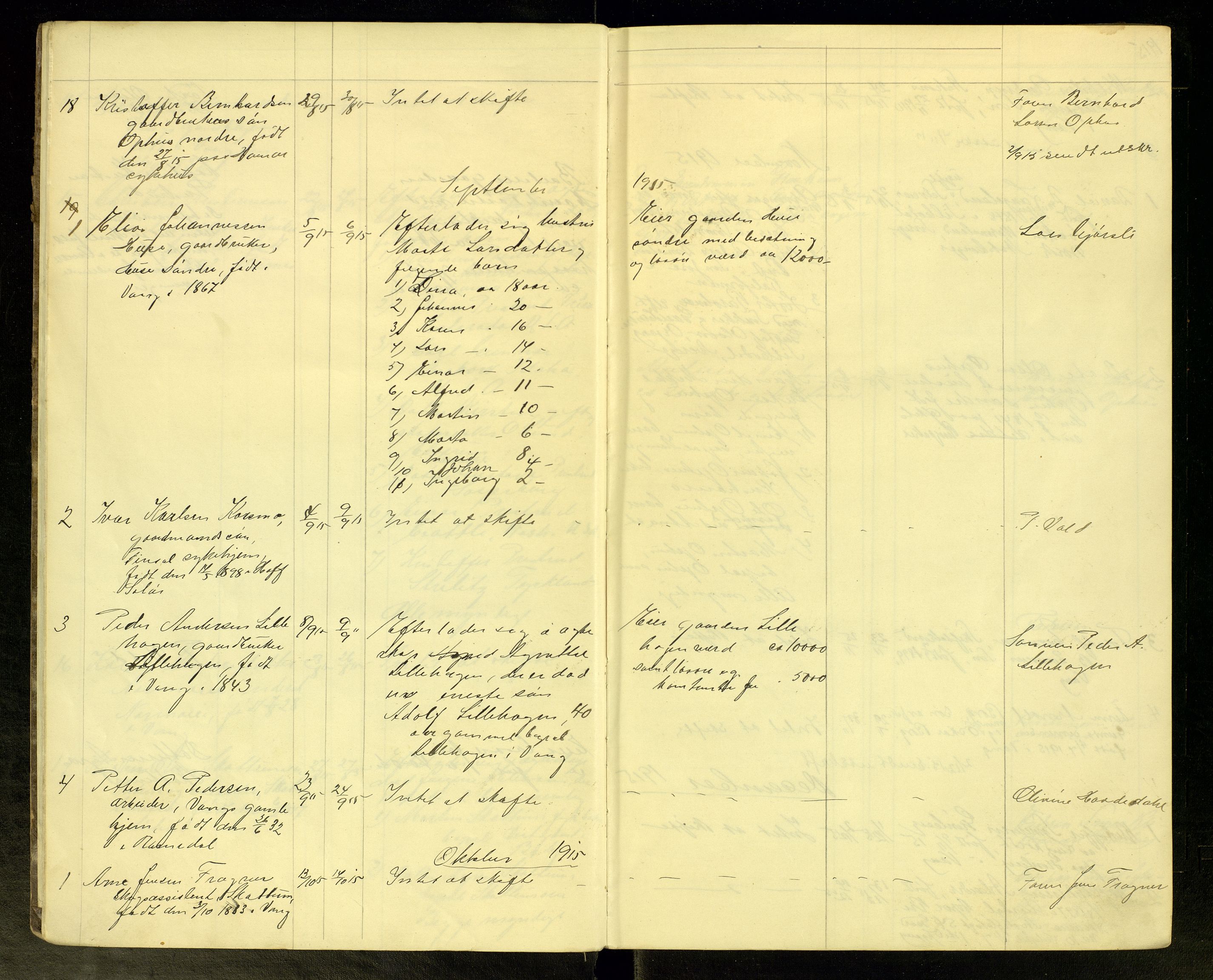 Vang, Hedmark, lensmannskontor, AV/SAH-LHV-018/H/Ha/L0007: Dødsfallsprotokoll, 1915-1925