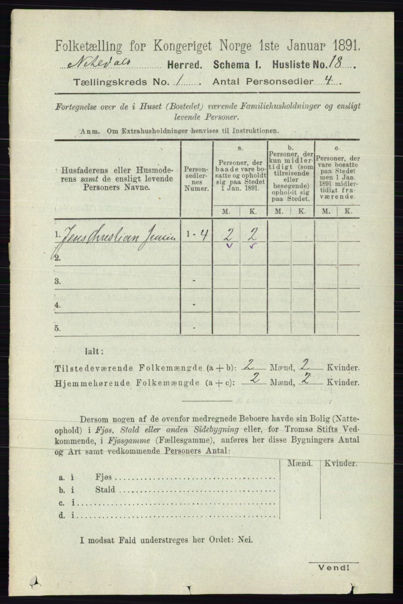 RA, 1891 census for 0233 Nittedal, 1891, p. 38