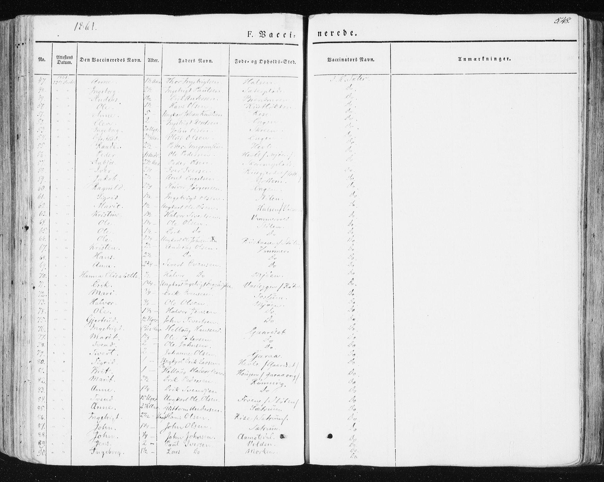 Ministerialprotokoller, klokkerbøker og fødselsregistre - Sør-Trøndelag, AV/SAT-A-1456/678/L0899: Parish register (official) no. 678A08, 1848-1872, p. 548