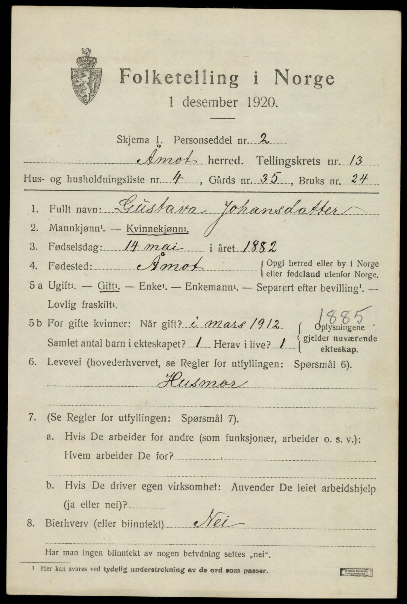 SAH, 1920 census for Åmot, 1920, p. 10755