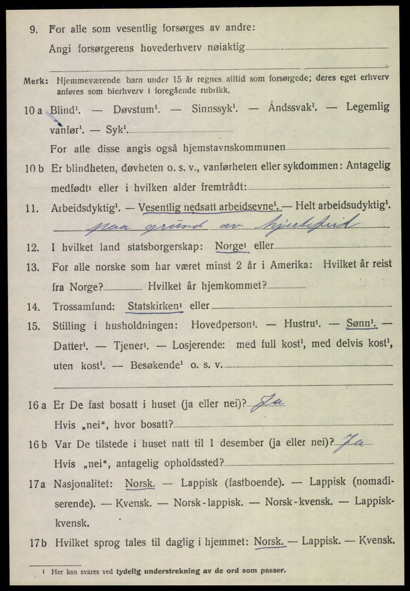 SAT, 1920 census for Fauske, 1920, p. 15687