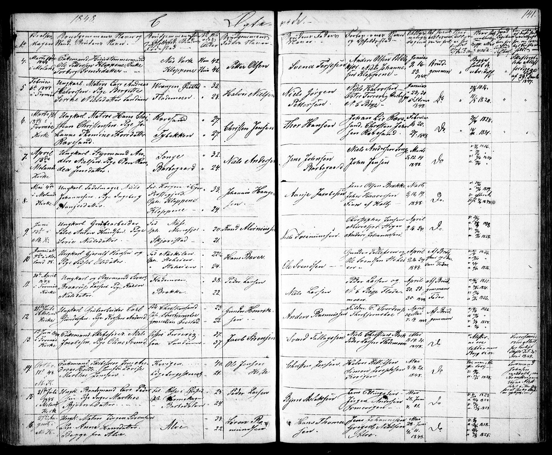 Tromøy sokneprestkontor, AV/SAK-1111-0041/F/Fb/L0001: Parish register (copy) no. B 1, 1843-1850, p. 141