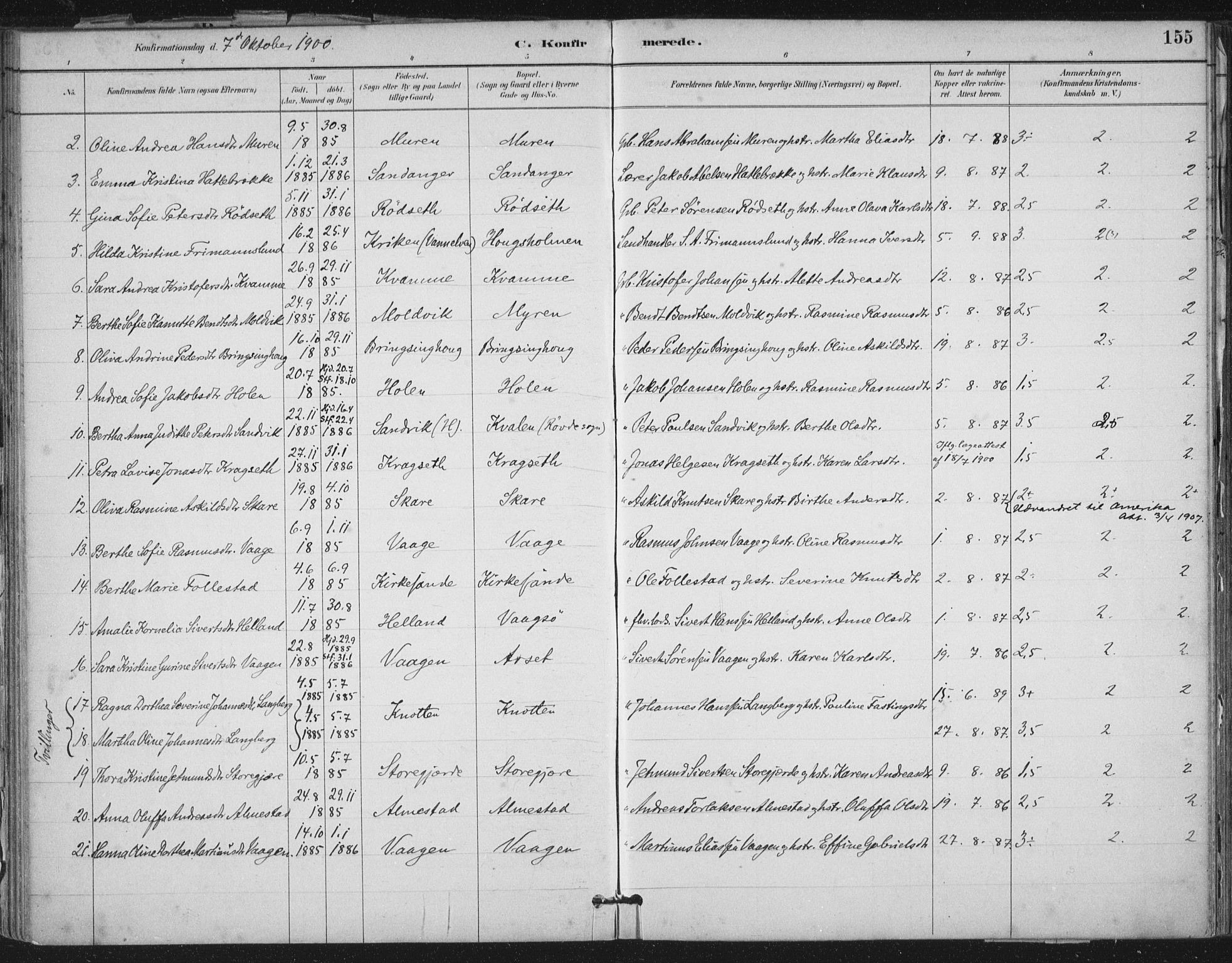 Ministerialprotokoller, klokkerbøker og fødselsregistre - Møre og Romsdal, AV/SAT-A-1454/503/L0037: Parish register (official) no. 503A05, 1884-1900, p. 155