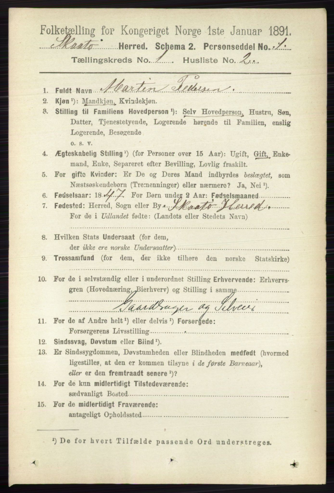 RA, 1891 census for 0815 Skåtøy, 1891, p. 98