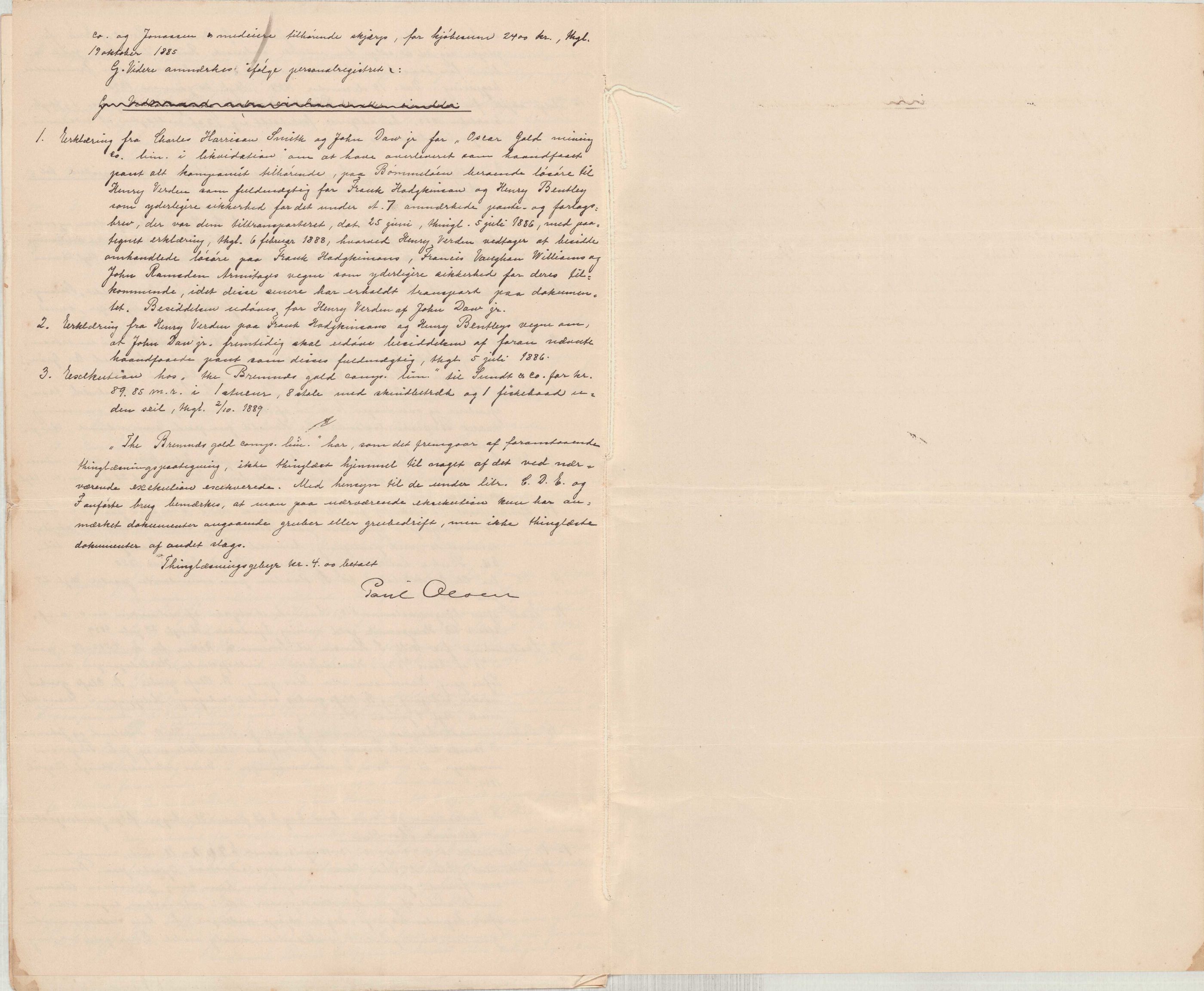 Finnaas kommune. Formannskapet, IKAH/1218a-021/D/Da/L0001/0005: Korrespondanse / saker / Sak: The Bremnes Gold Co. Ltd. , 1900, p. 2