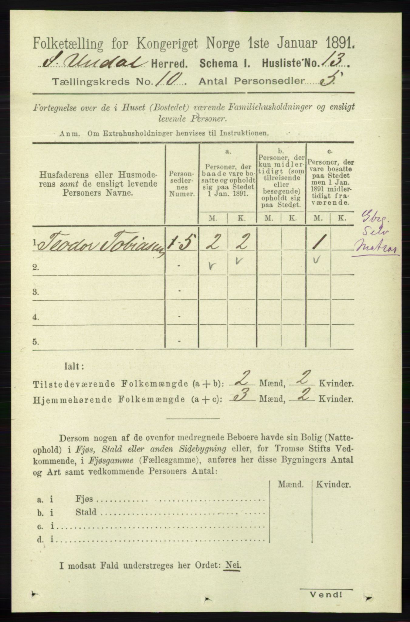 RA, 1891 census for 1029 Sør-Audnedal, 1891, p. 4295